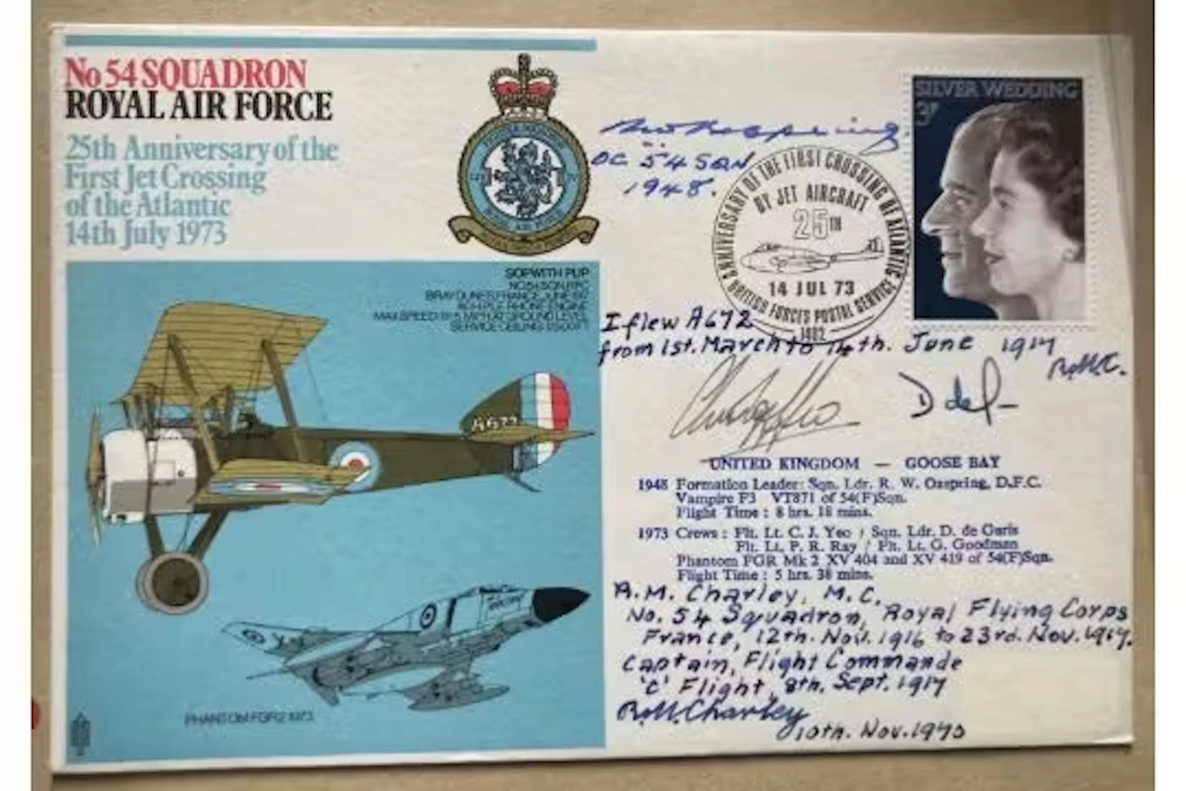 Great War A Charley MC, WW2 BOB Bobby Oxspring signed 54 sqn Sopwith