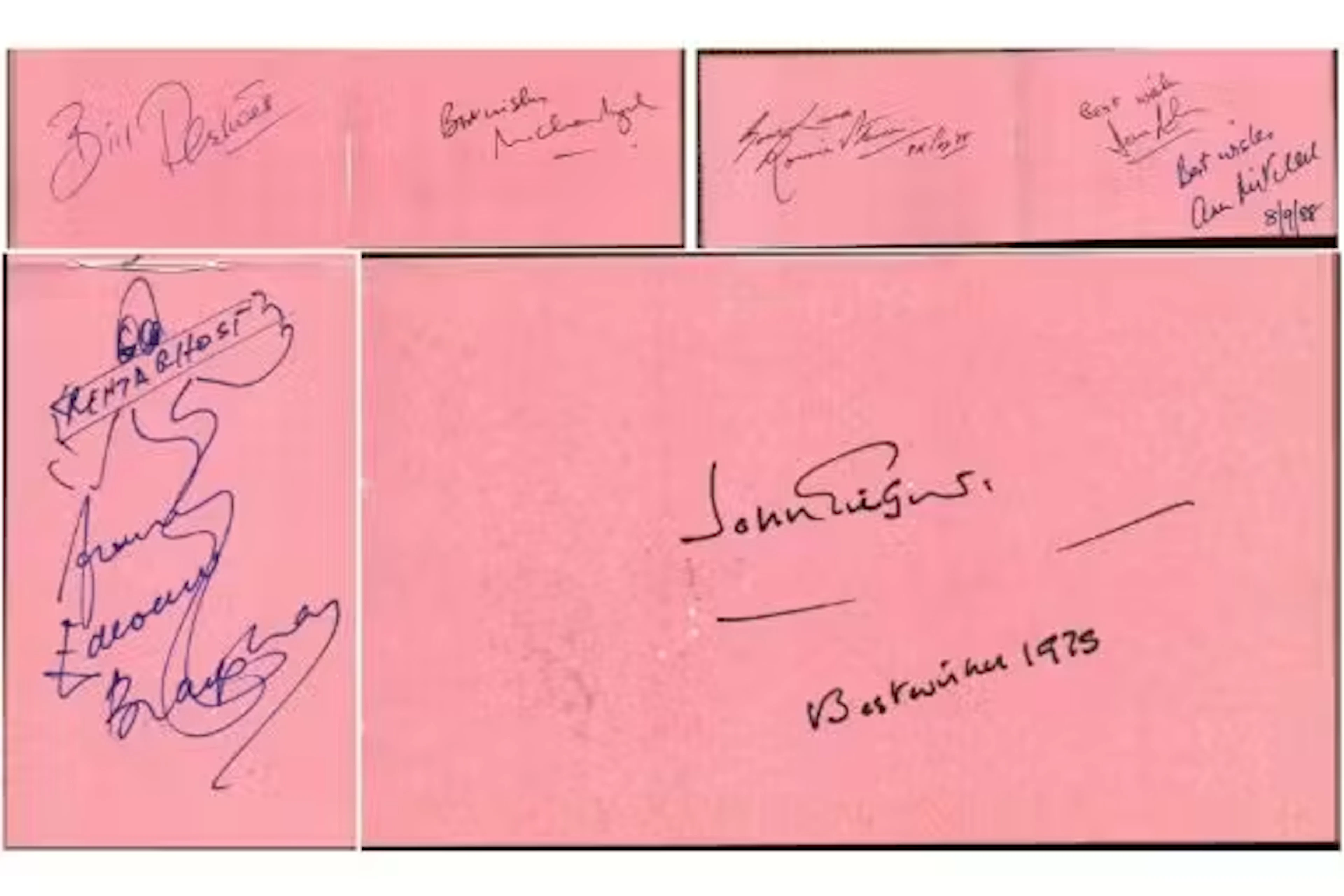 Autograph book filled with signatures from Molly Weir, Edward Brayshaw