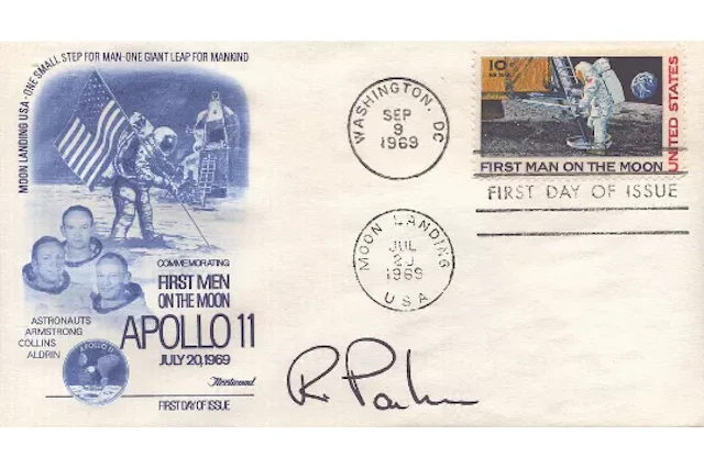 Astronaut Robert Parker signed First Men on the Moon Apollo 11 commemorative