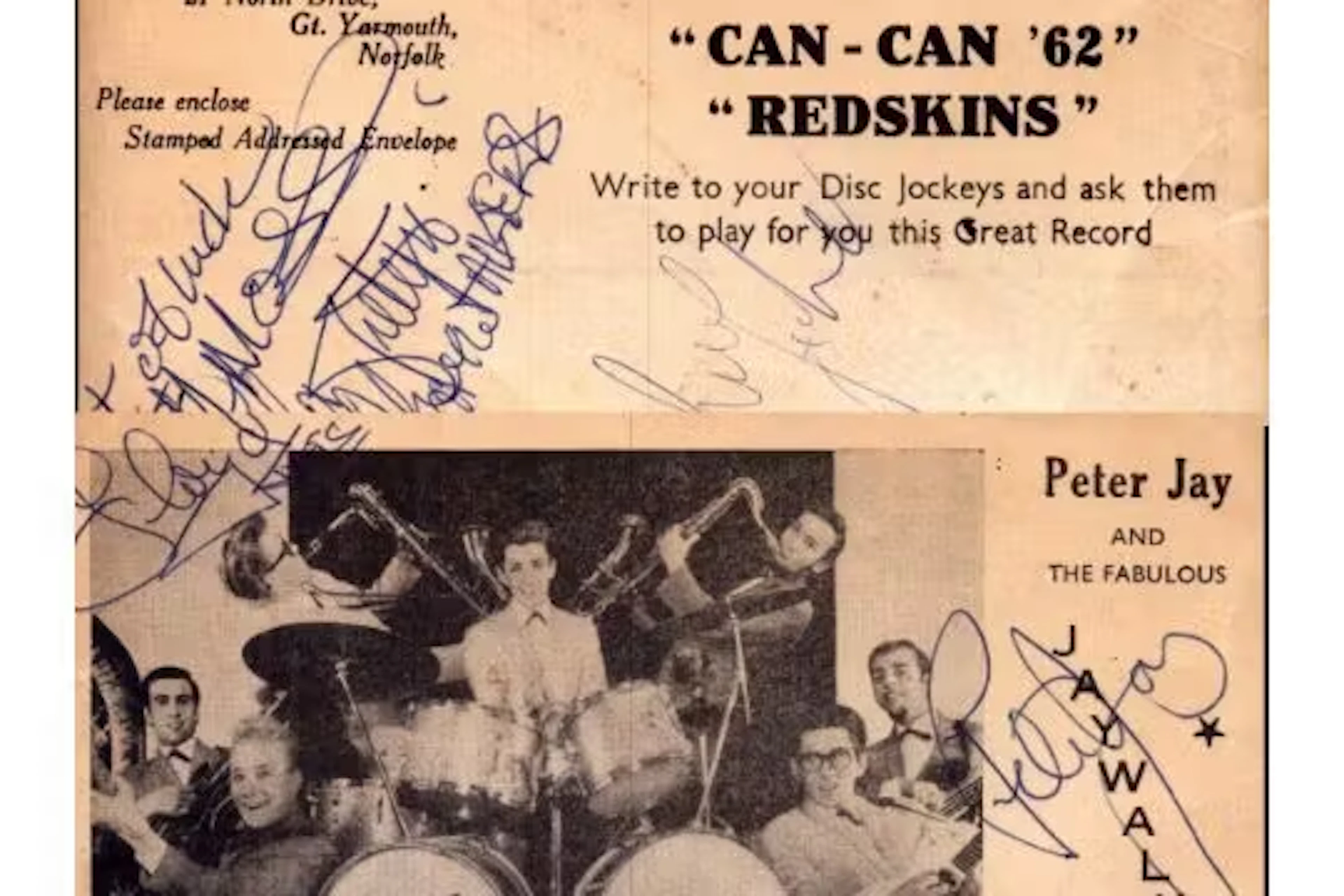 Peter Jay and the fabulous jaywalkers signed 6x4inch black and white