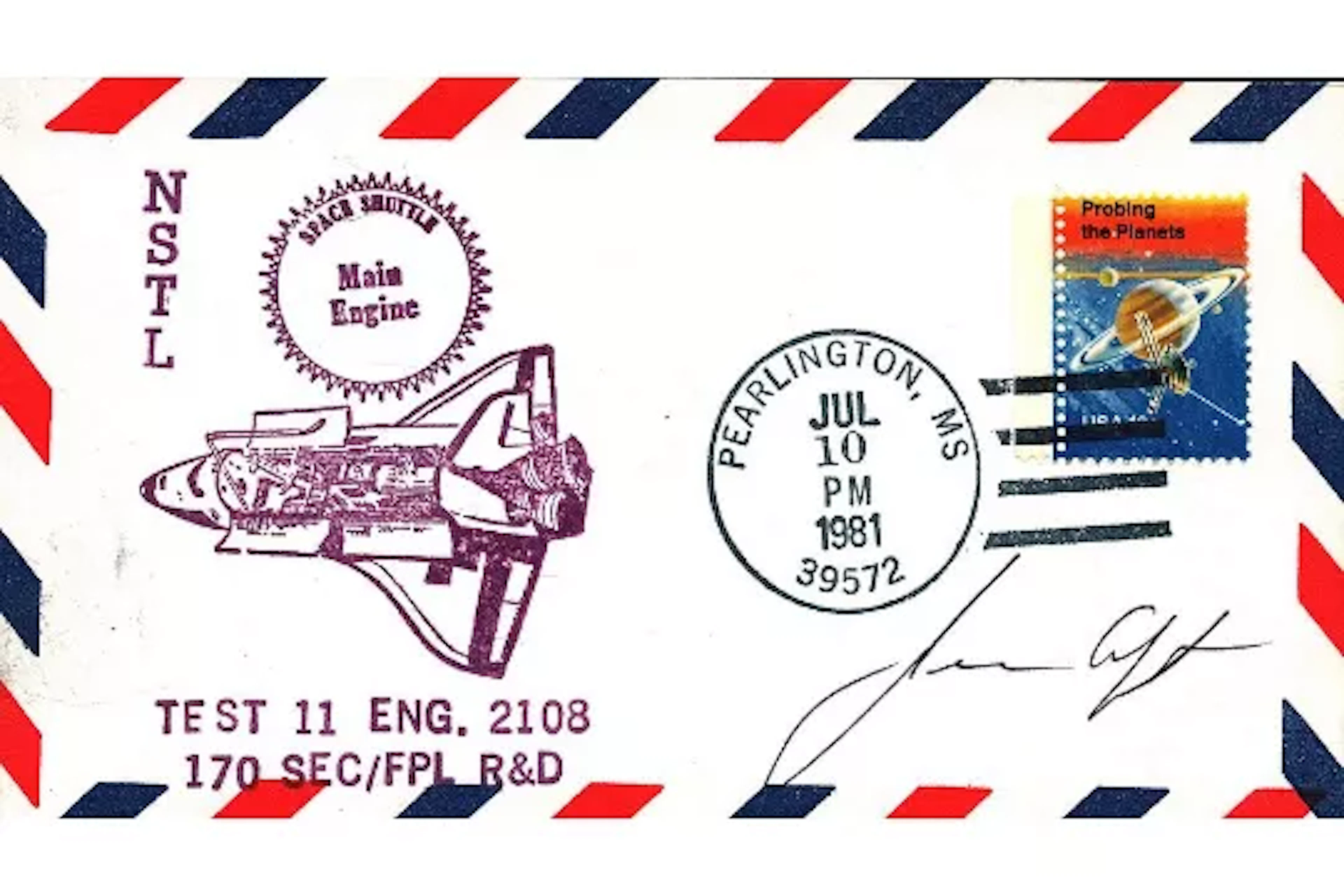 Astronaut Jerome Apt signed NSTL Space Shuttle Main Engine Test 11