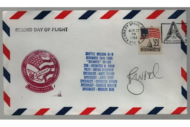 Astronaut Robert Wood signed NASA Space Shuttle Mission 61-B second