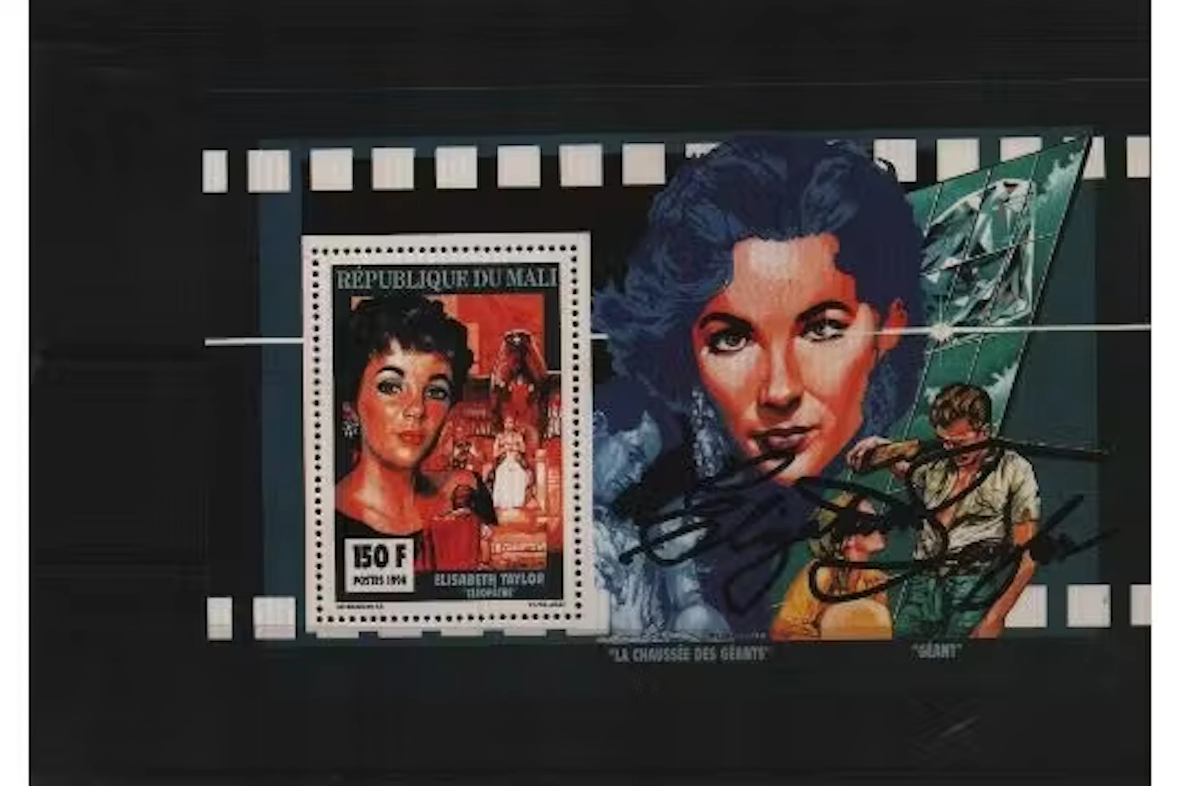 Elizabeth Taylor signed large stamp Sheet La République du Mali. 'Cleopatra'.