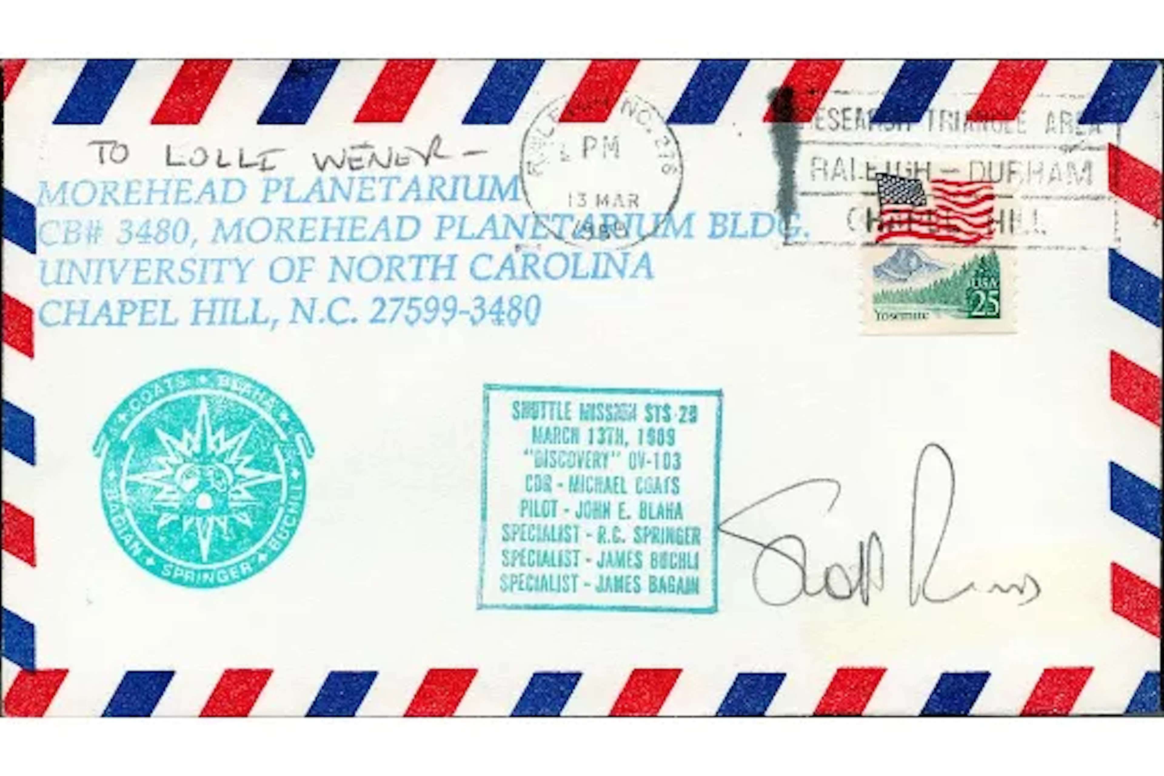 Astronaut Scott Parazynski NASA STS-29 launch signed commemorative