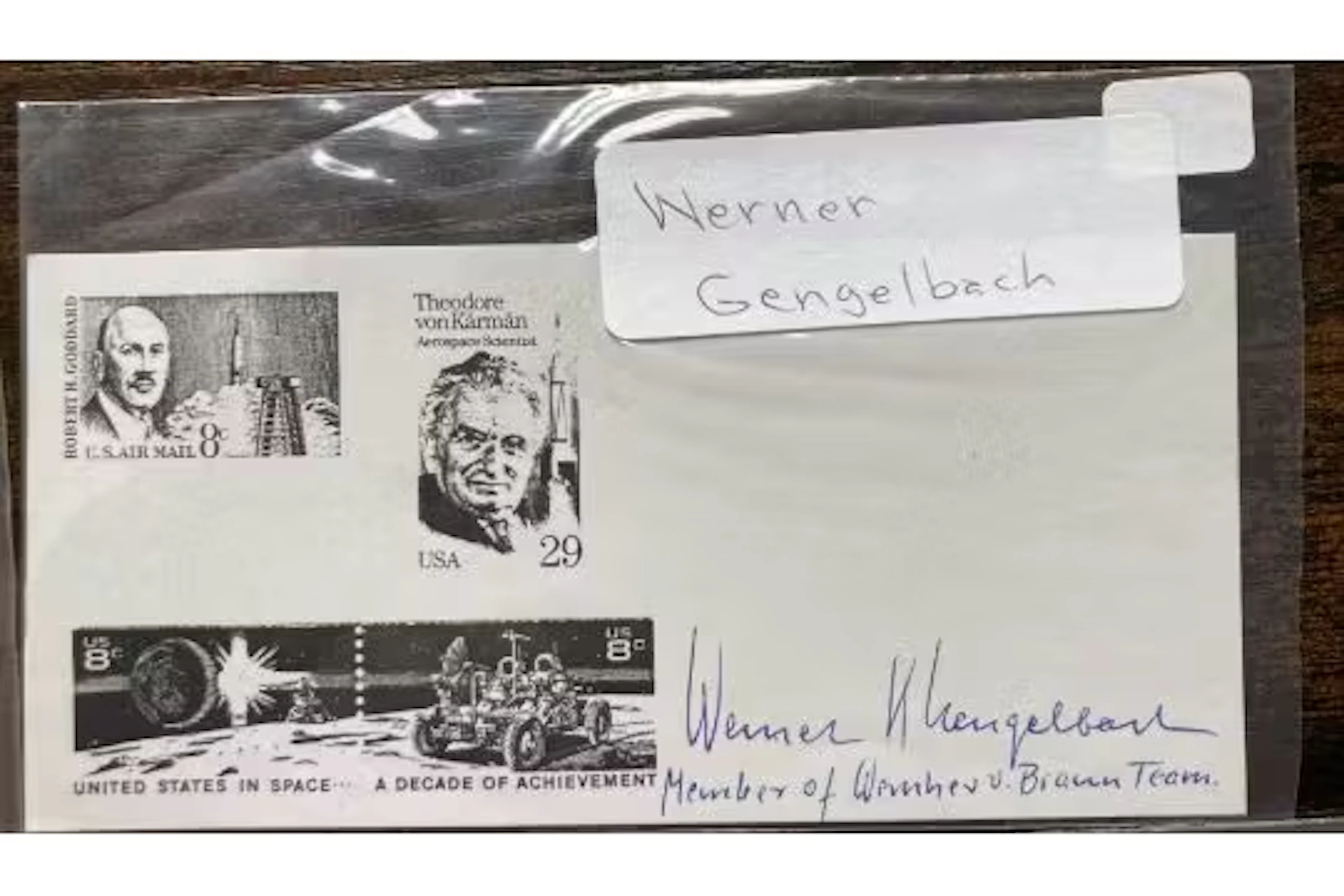 WW2 Von Braun Rocket Scientist Werner Gengelbach signed page Op Paperclip.