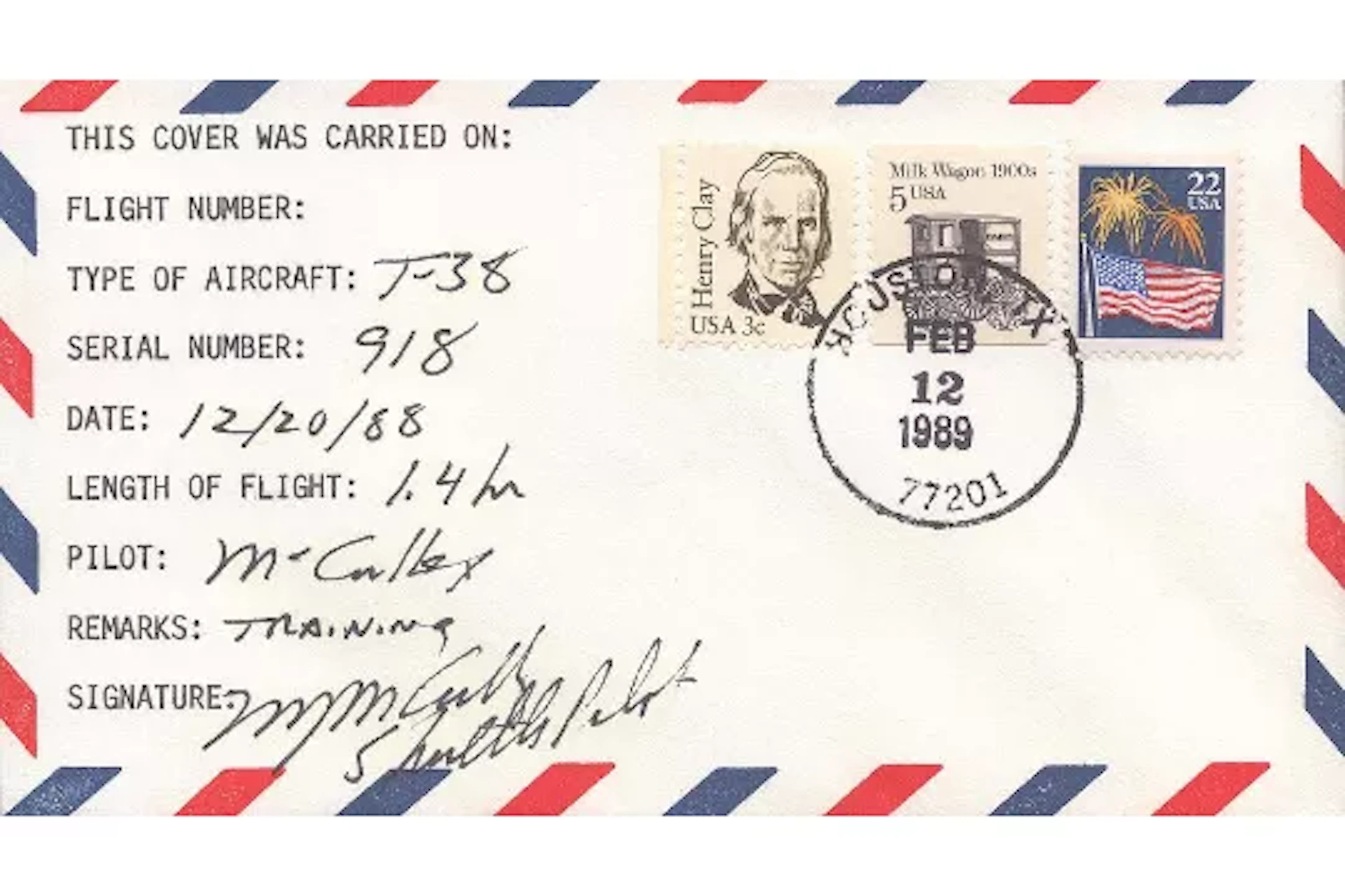 Astronaut Michael McCulley signed 1988 NASA Space Shuttle T-38 NASA