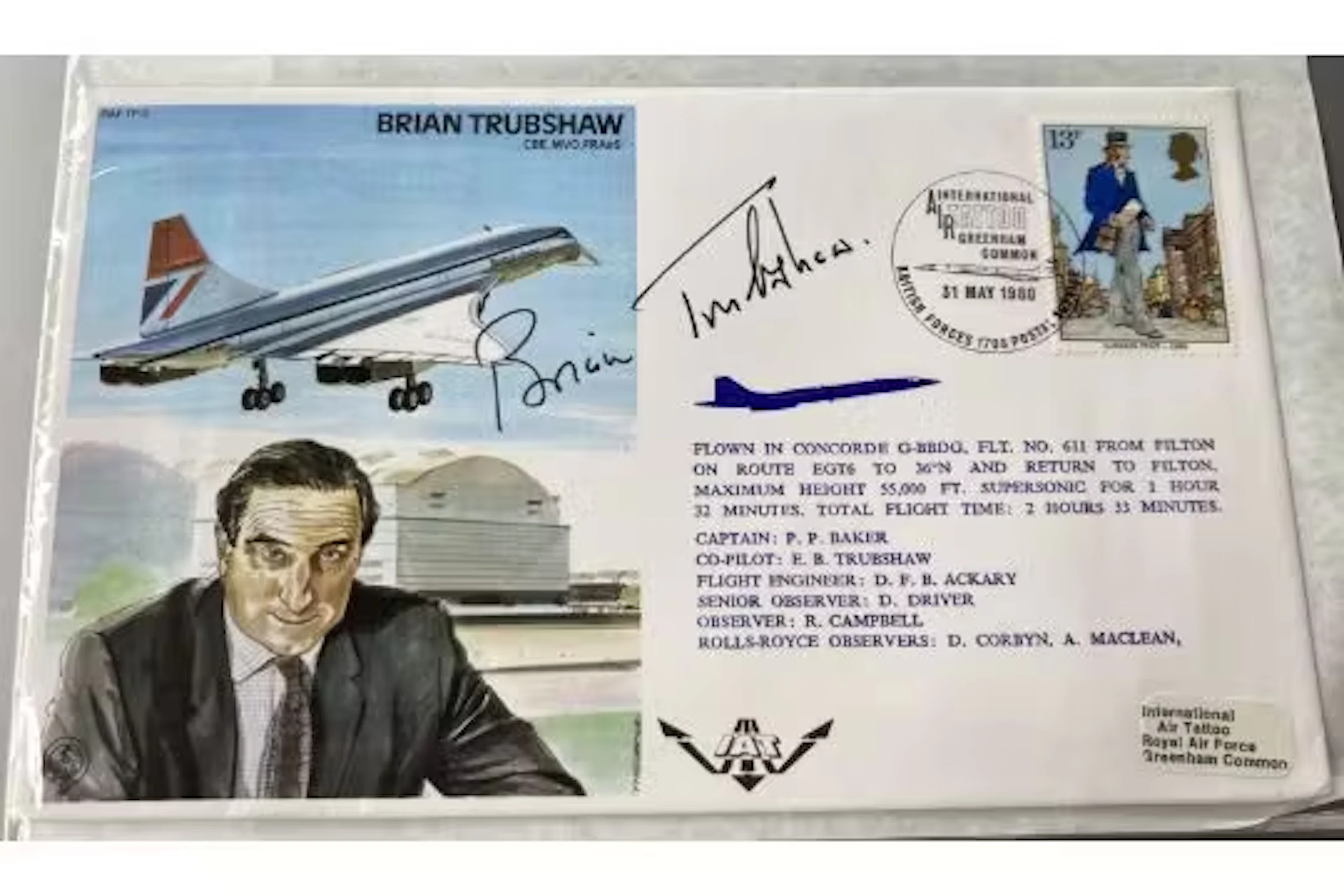 Concorde Test Pilot Brian Trubshaw signed on his own Test Pilot cover
