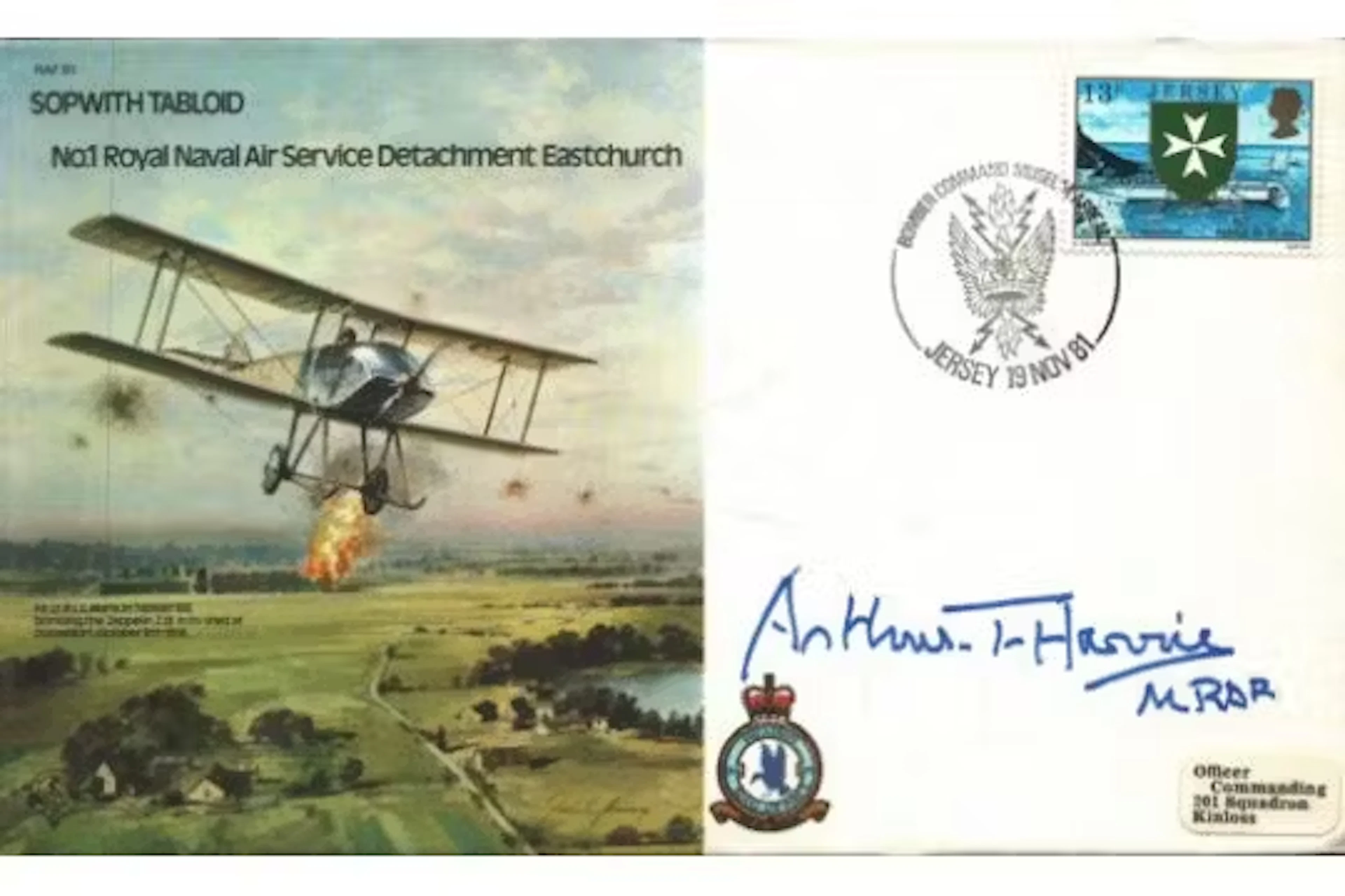Marshal of the Royal Air Force Arthur T Harris signed Sopwith No1