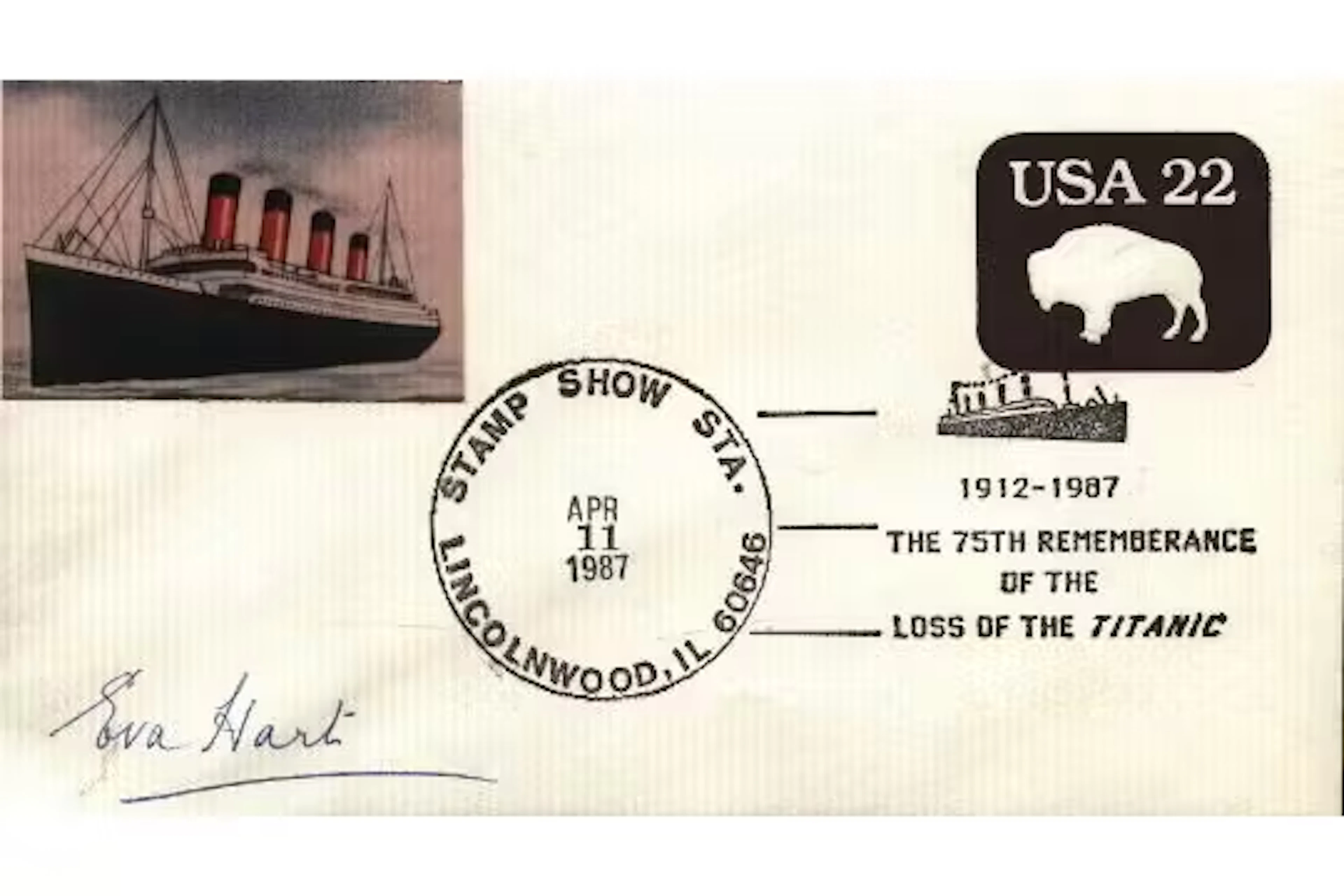 Eva Hart signed The 75th Remembrance of the Loss of the Titanic FDC