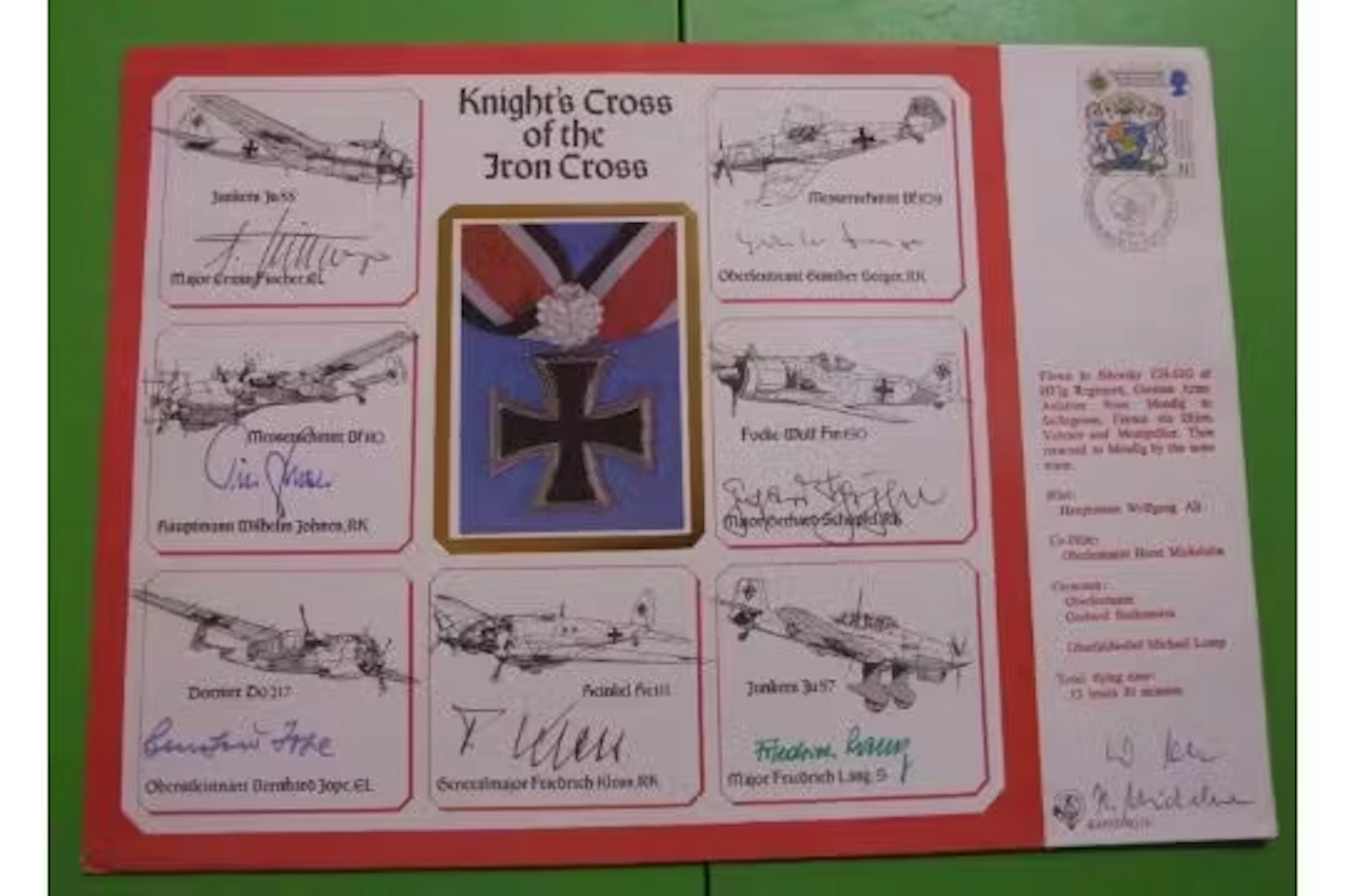 KNIGHTS CROSS OF THE IRON CROSS MULTI SIGNED LARGE COVER. SEVEN TOP