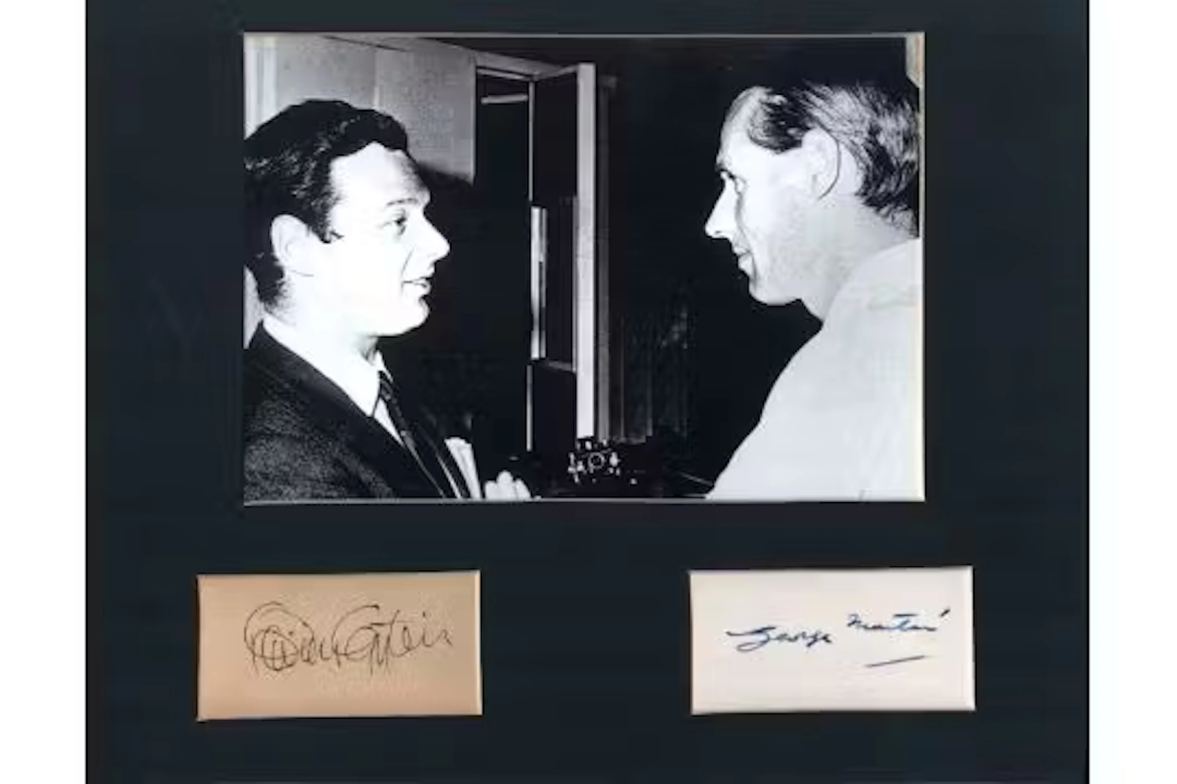 Music Brian Epstein and George Martin 14x11inch mounted signature