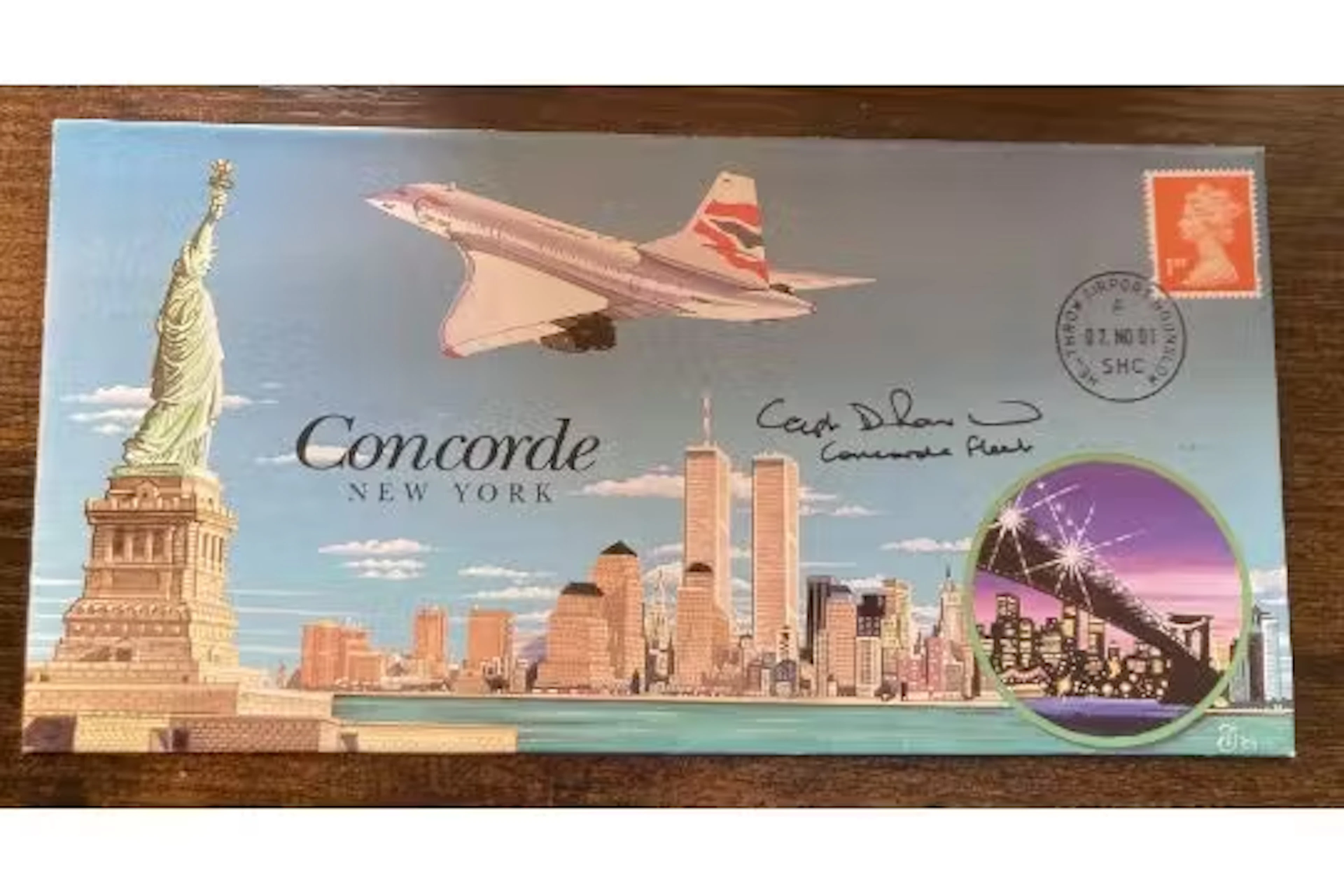Concorde Captain David Rowland signed 2001 Concorde London Heathrow