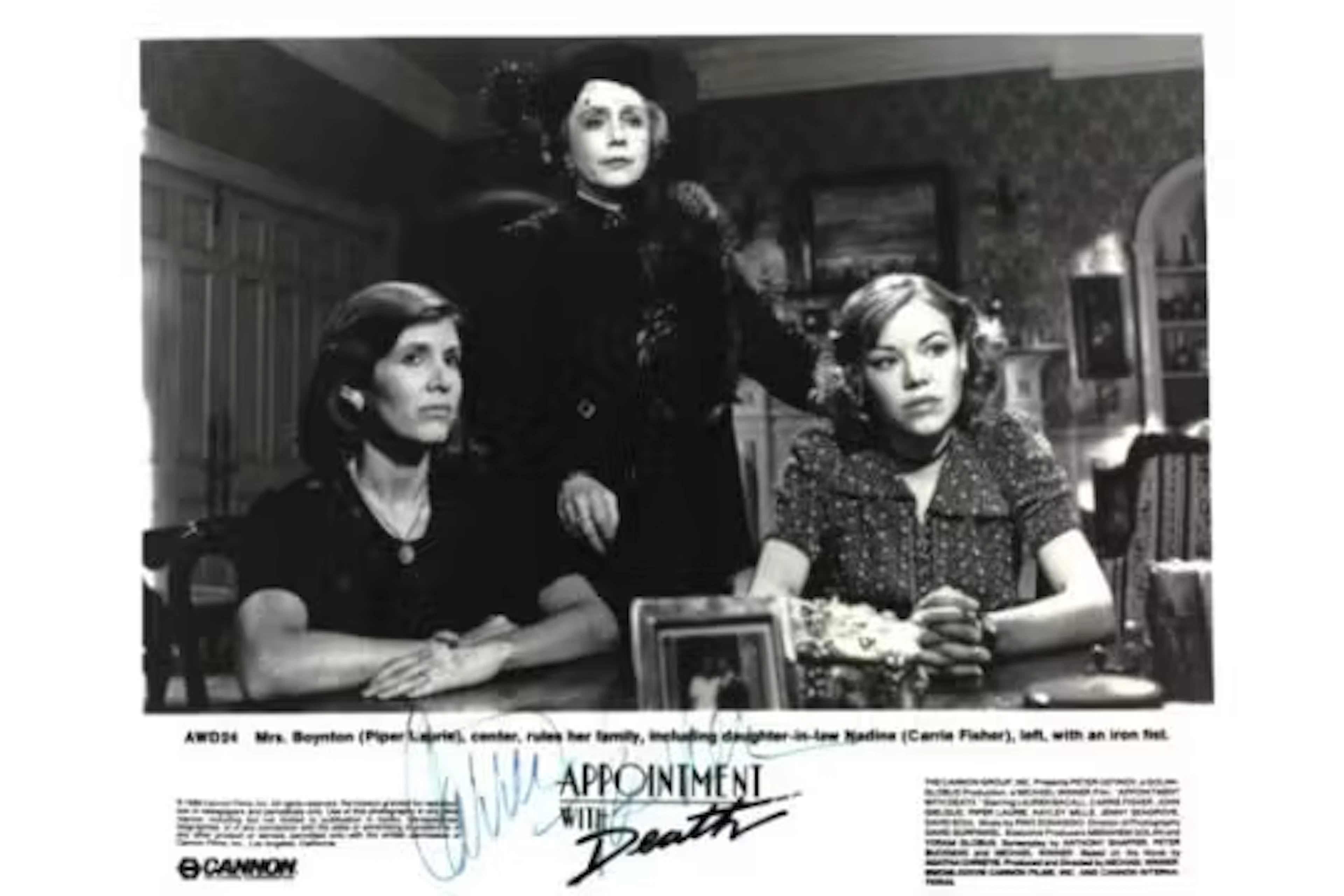 Carrie Fisher signed Appointment with Death 10x8inch movie still photo.