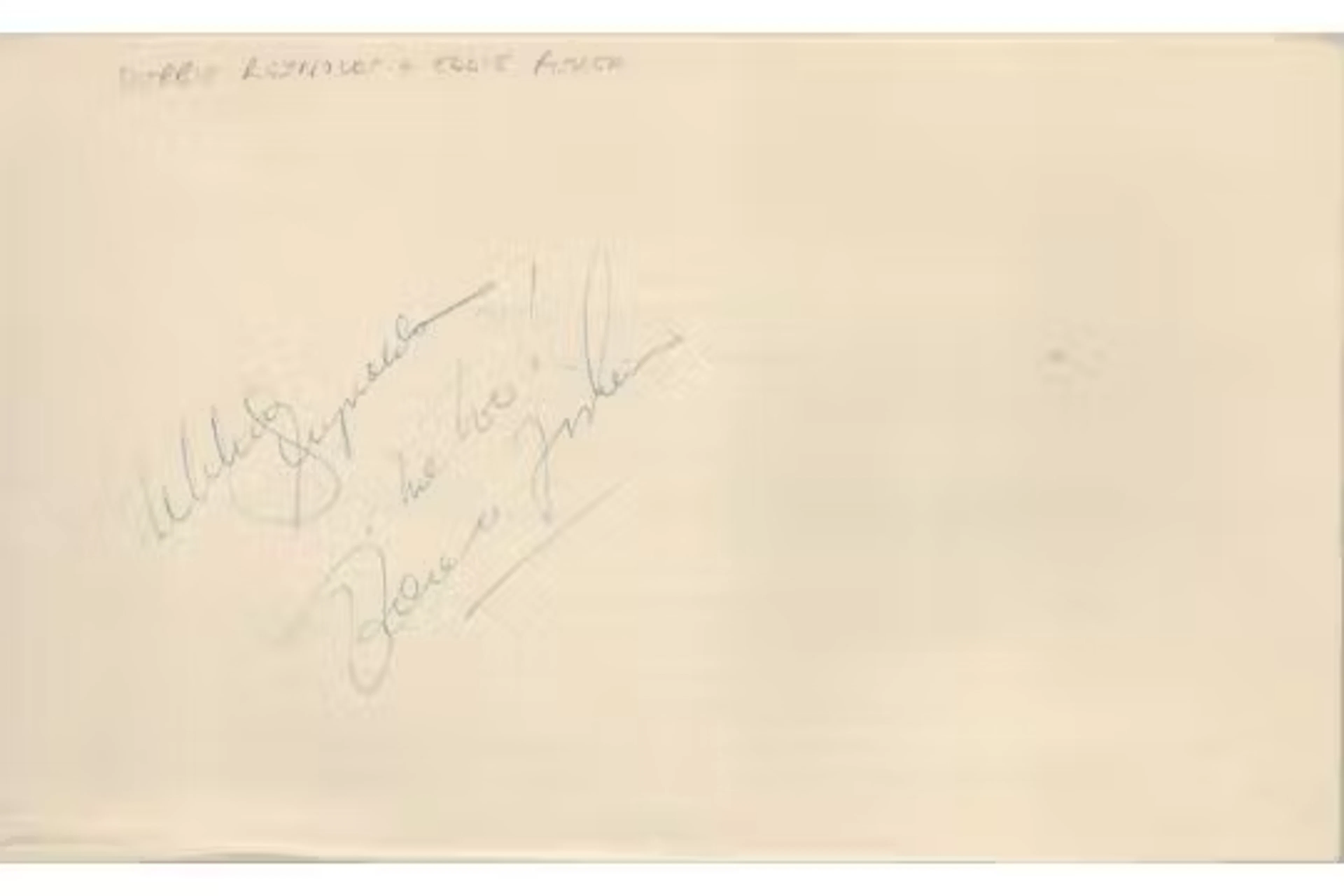 Debbie Reynolds and Eddie Fisher signed to the verso of a large dinner