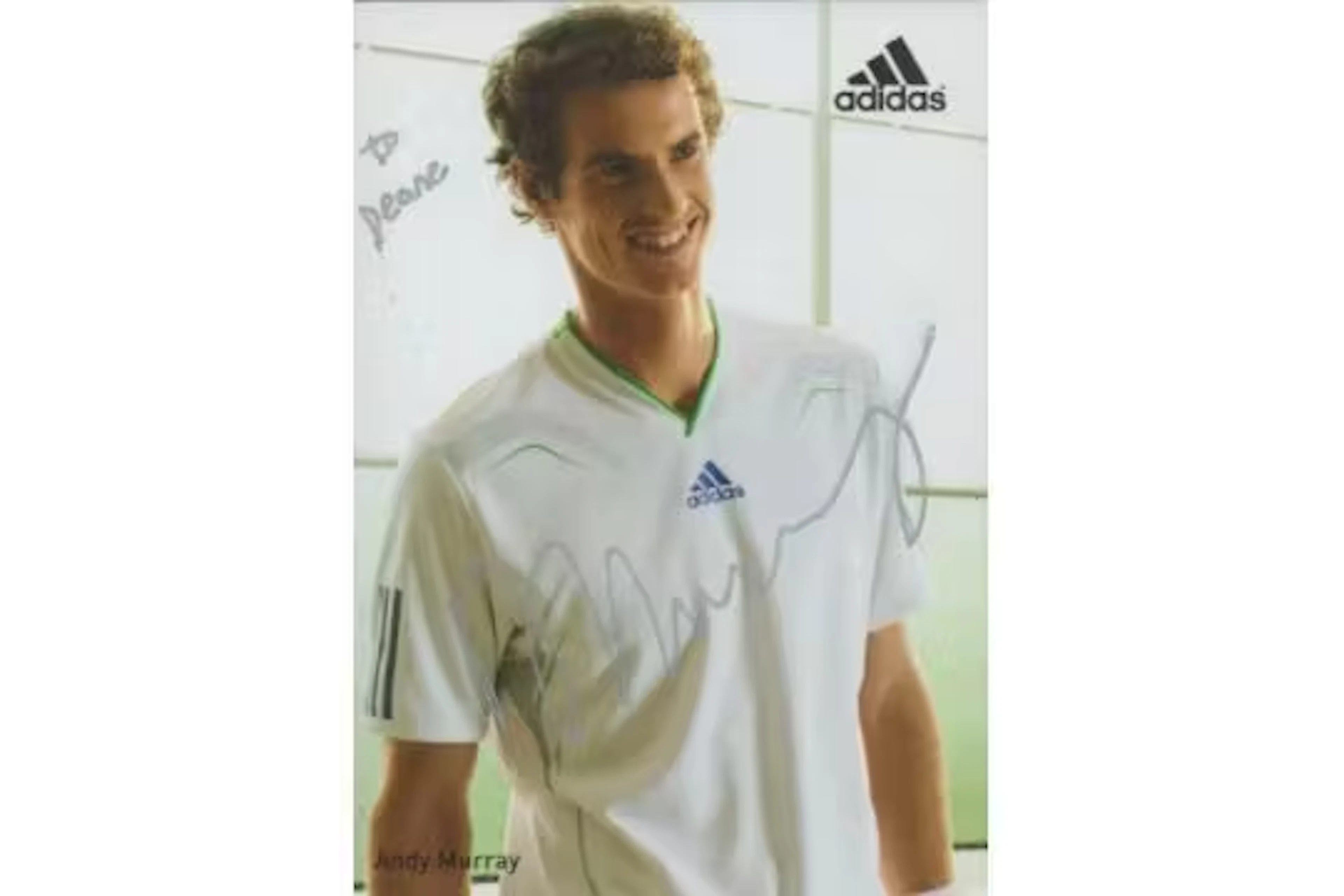 Andy Murray signed Adidas 6x4 inch colour promo photo dedicated. Good