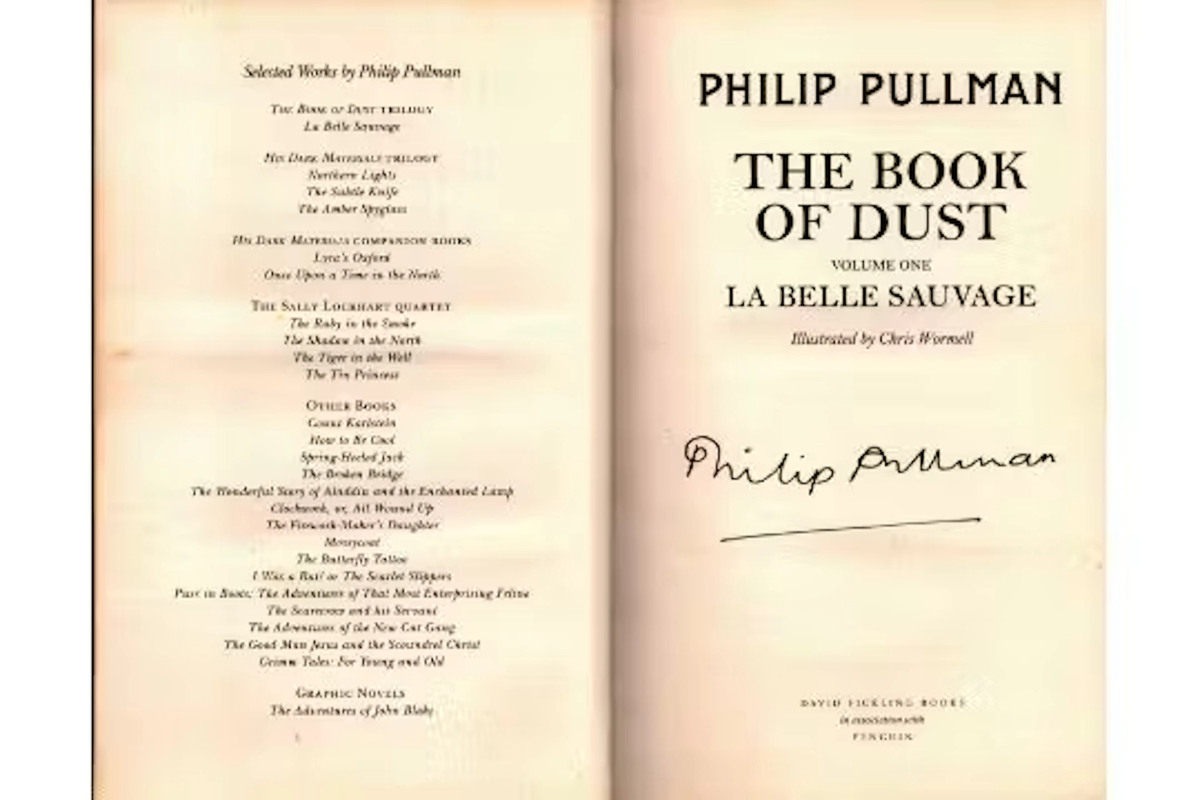Philip Pullman signed The Book of Dust volume one La Belle Sauvage