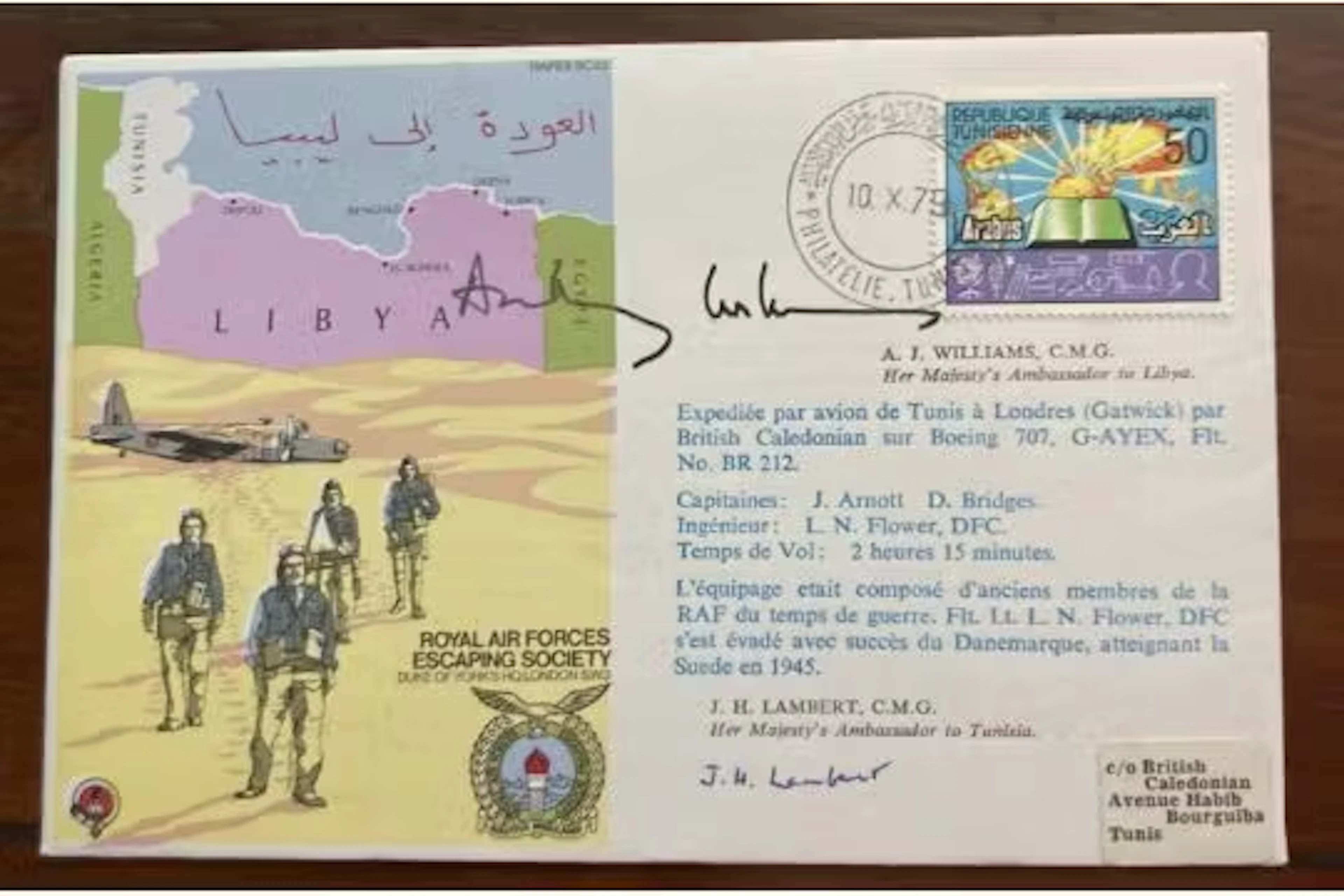 ES23 Escape from Libya Signed A. J. Williams. and, J. H. Lambert HM