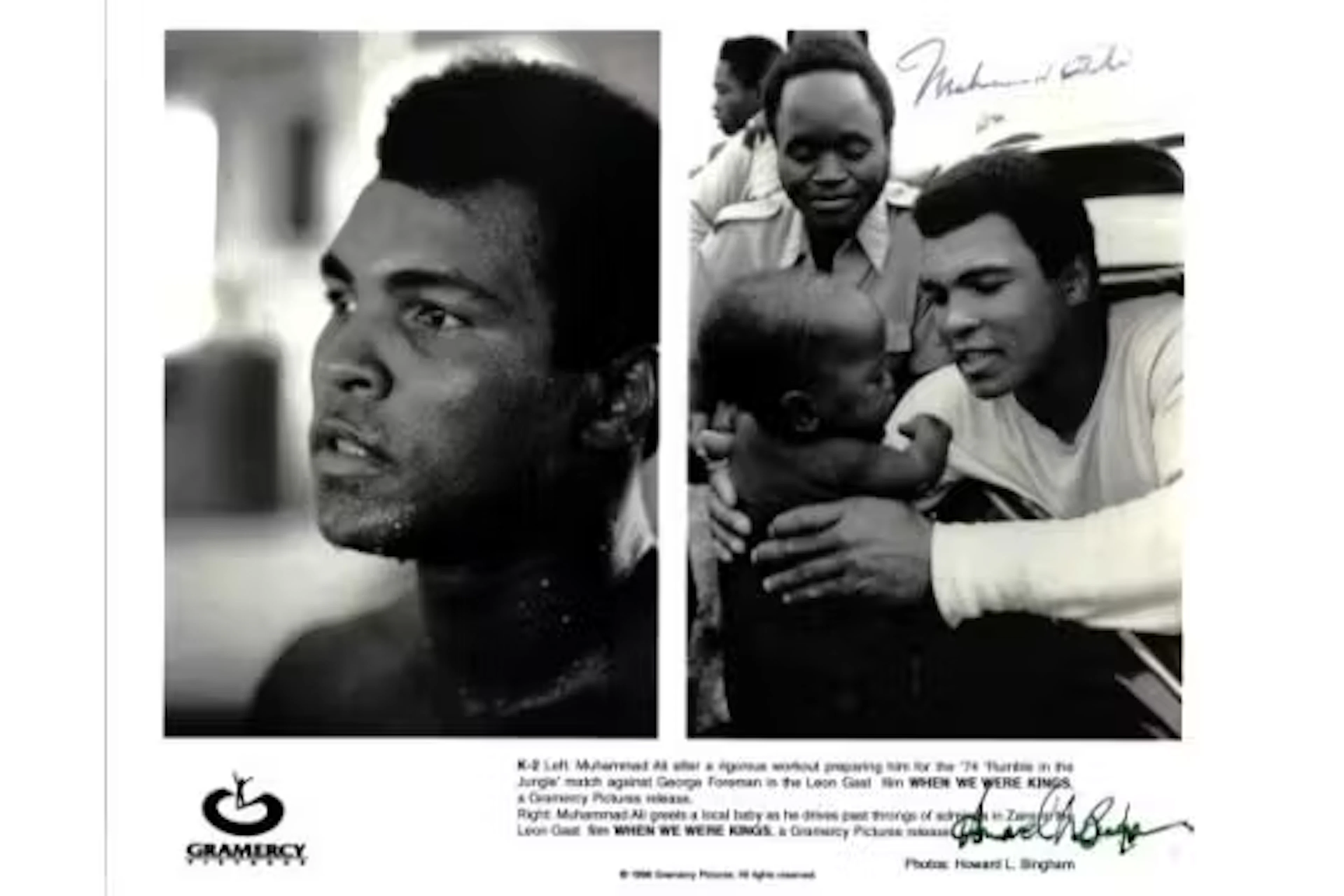 Muhammad Ali and Howard Bingham signed promo black and white photo.