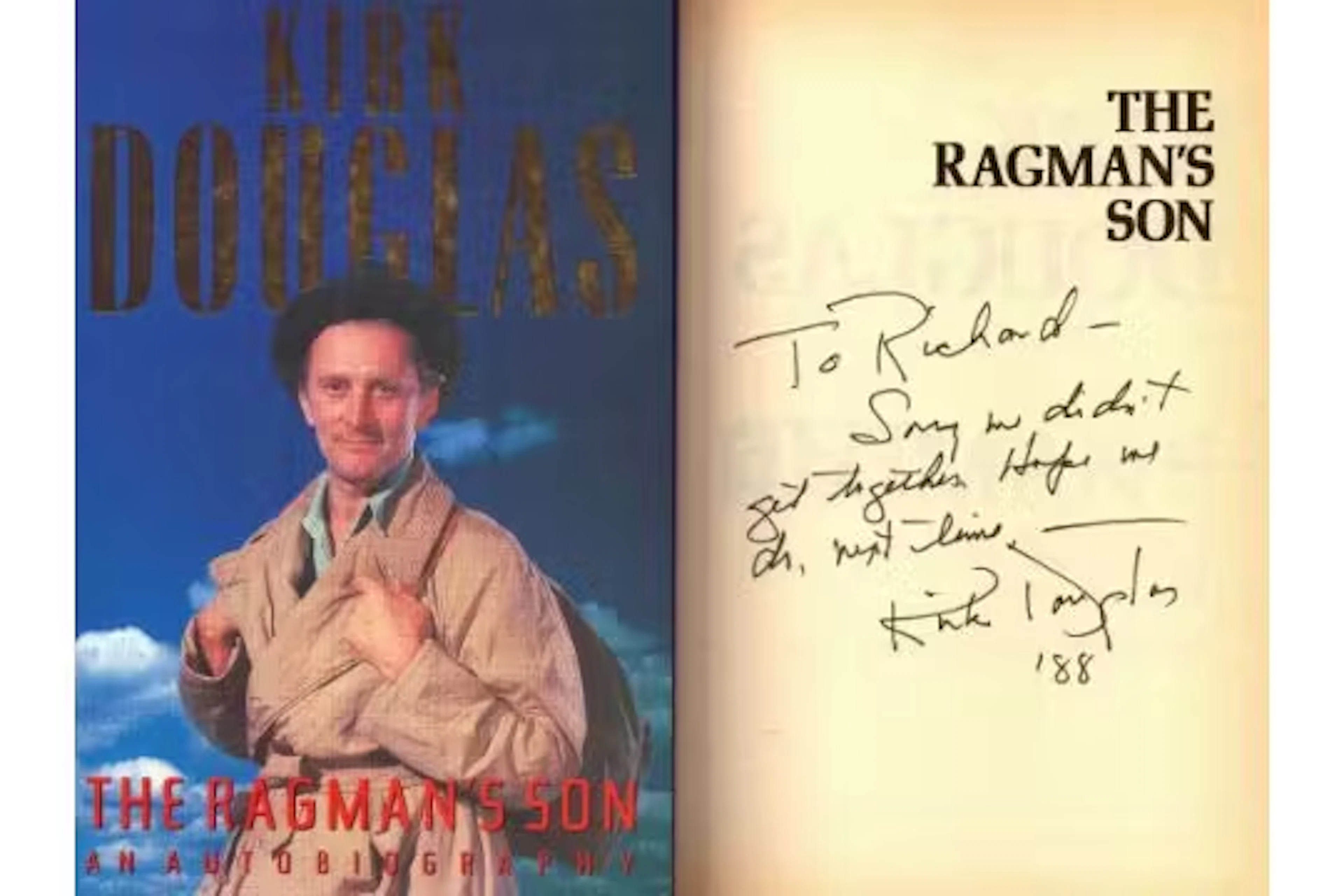 Kirk Douglas Signed The Ragman's Son an Autobiography, DEDICATED.
