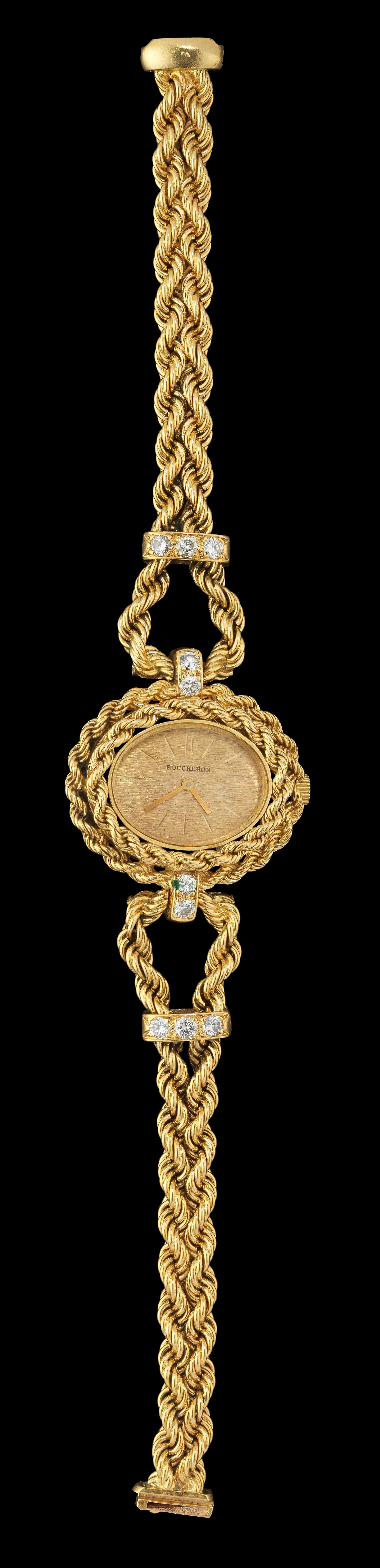 Boucheron, montre-bracelet ovale mécanique sertie de diamants