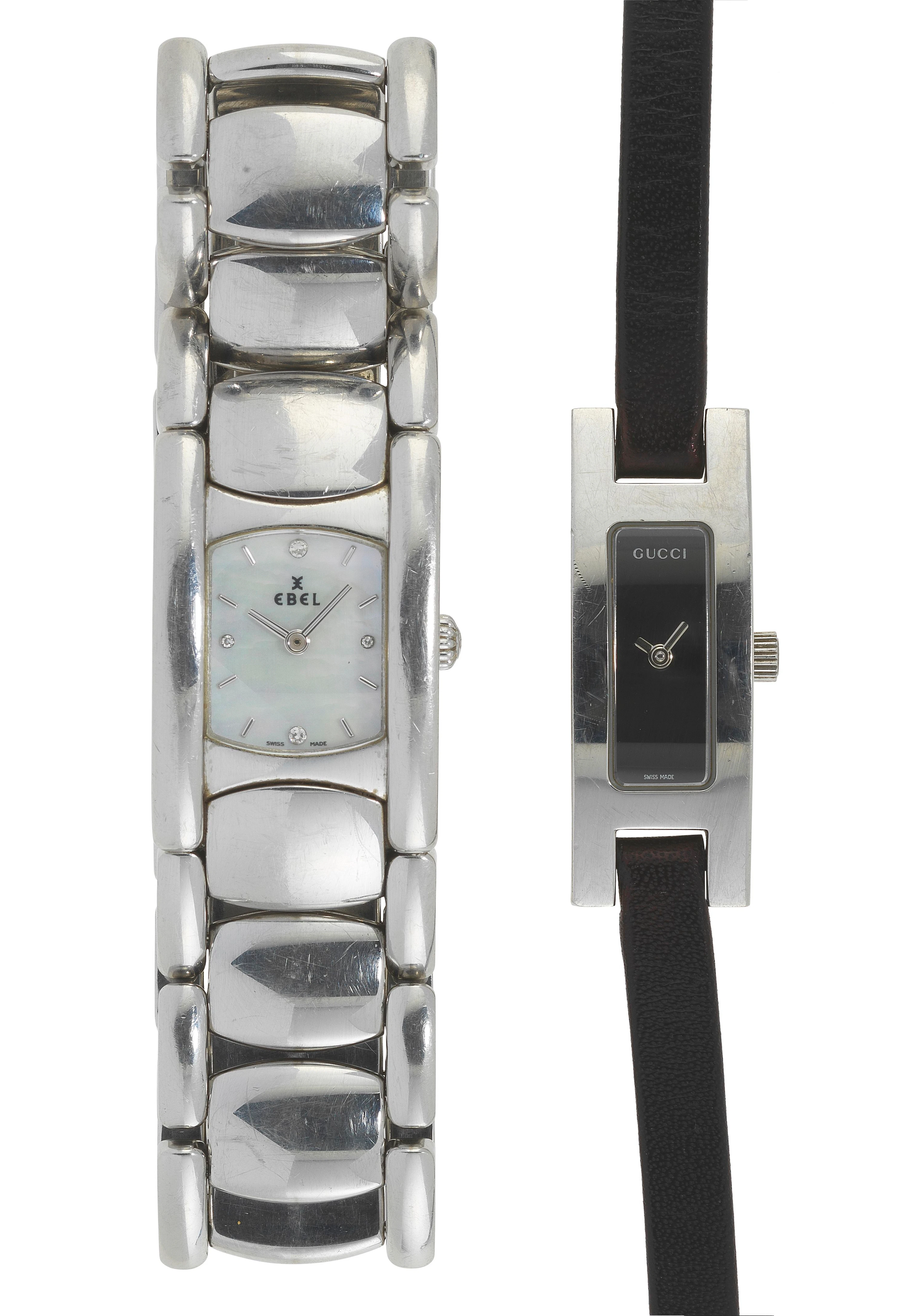 Ebel et Gucci, lot de deux montres à quartz