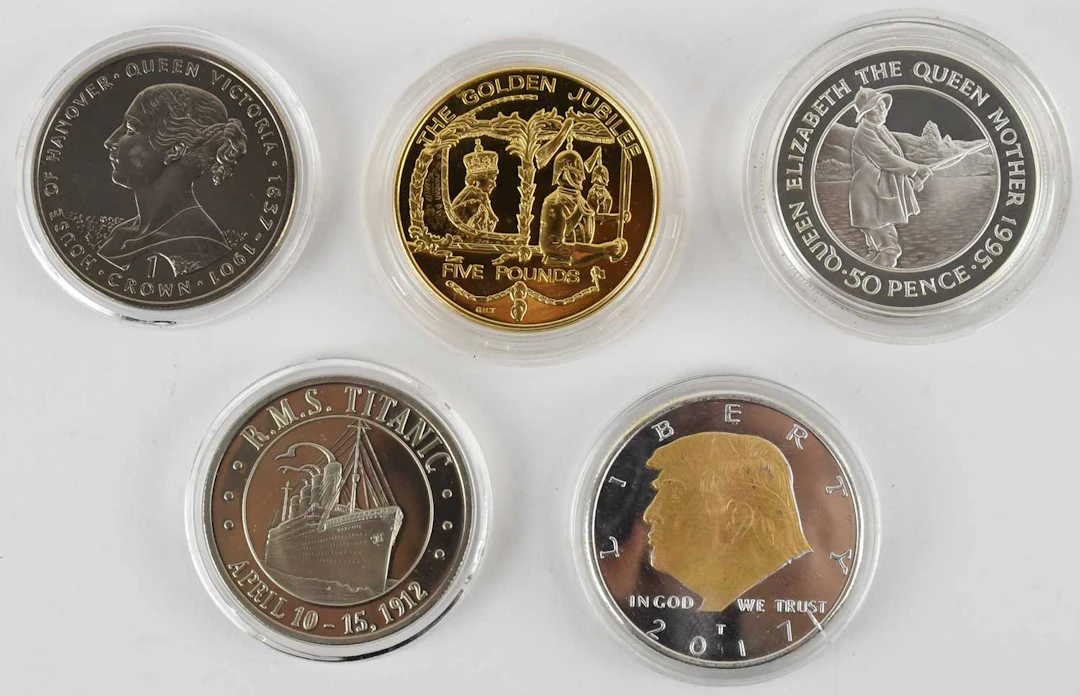 Five assorted encapsulated silver proof coins