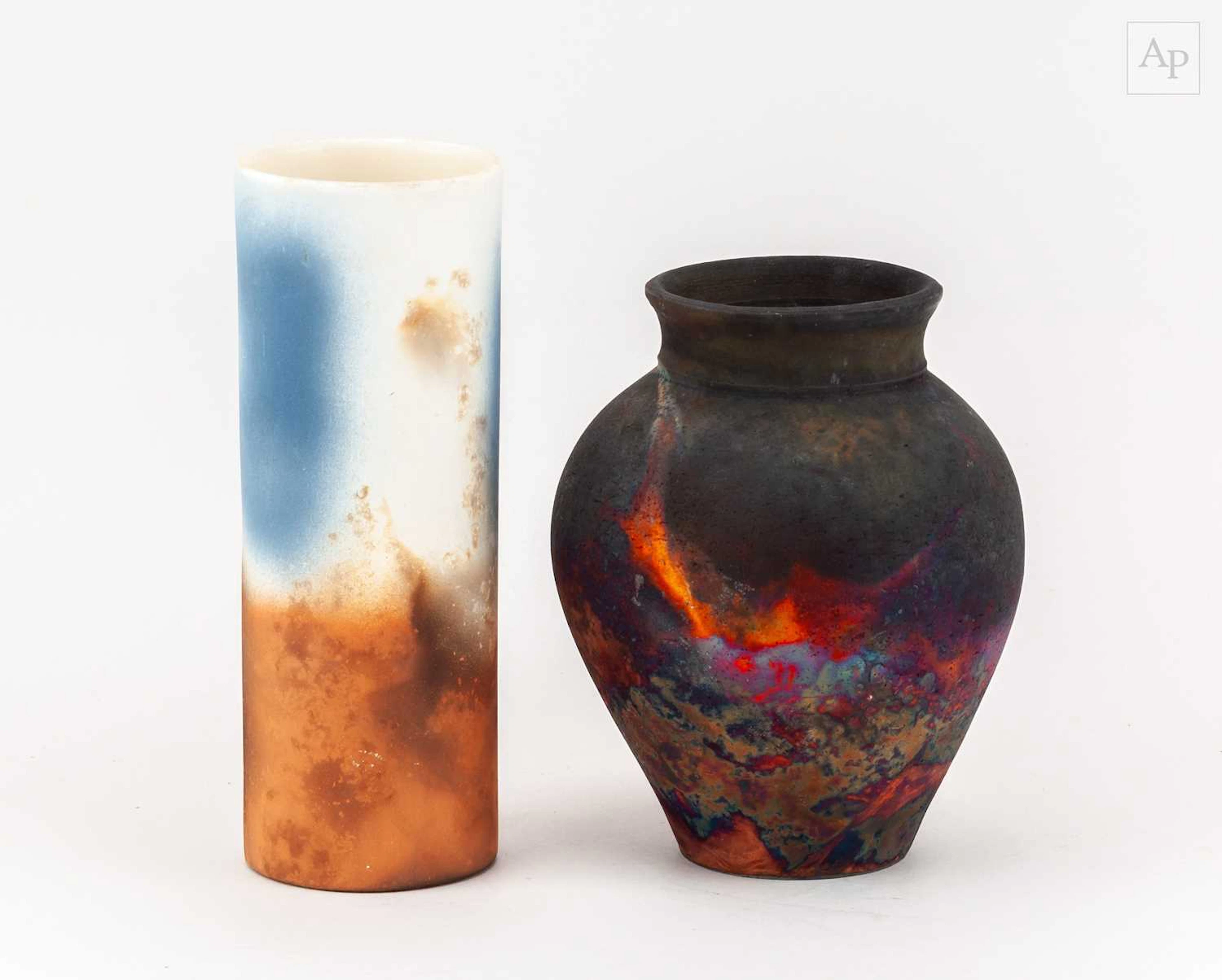 TESSA WOLFE MURRAY (born 1950); a cylindrical red earthenware vase