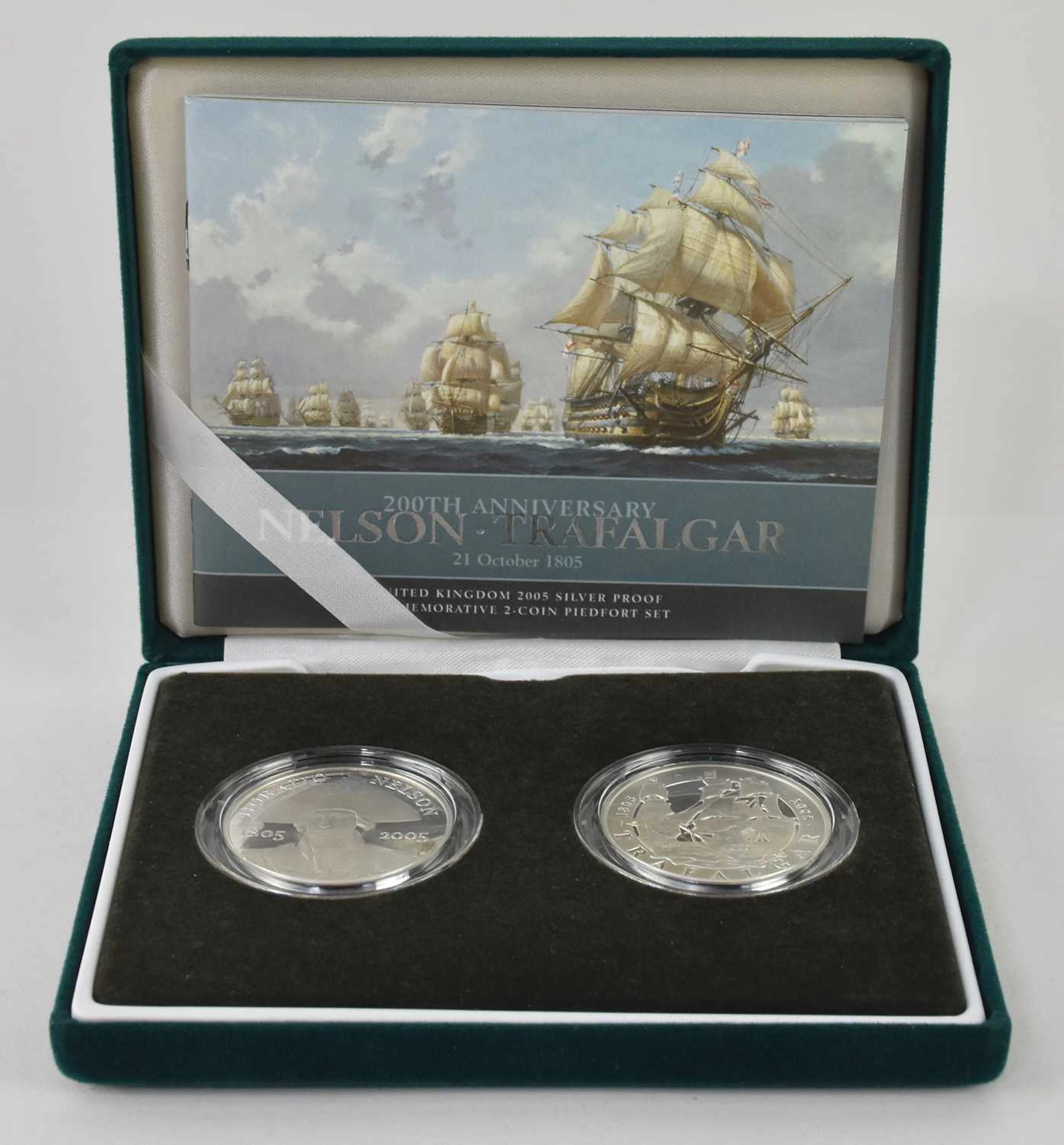 ROYAL MINT; a cased encapsulated silver proof Piedfort two-coin set