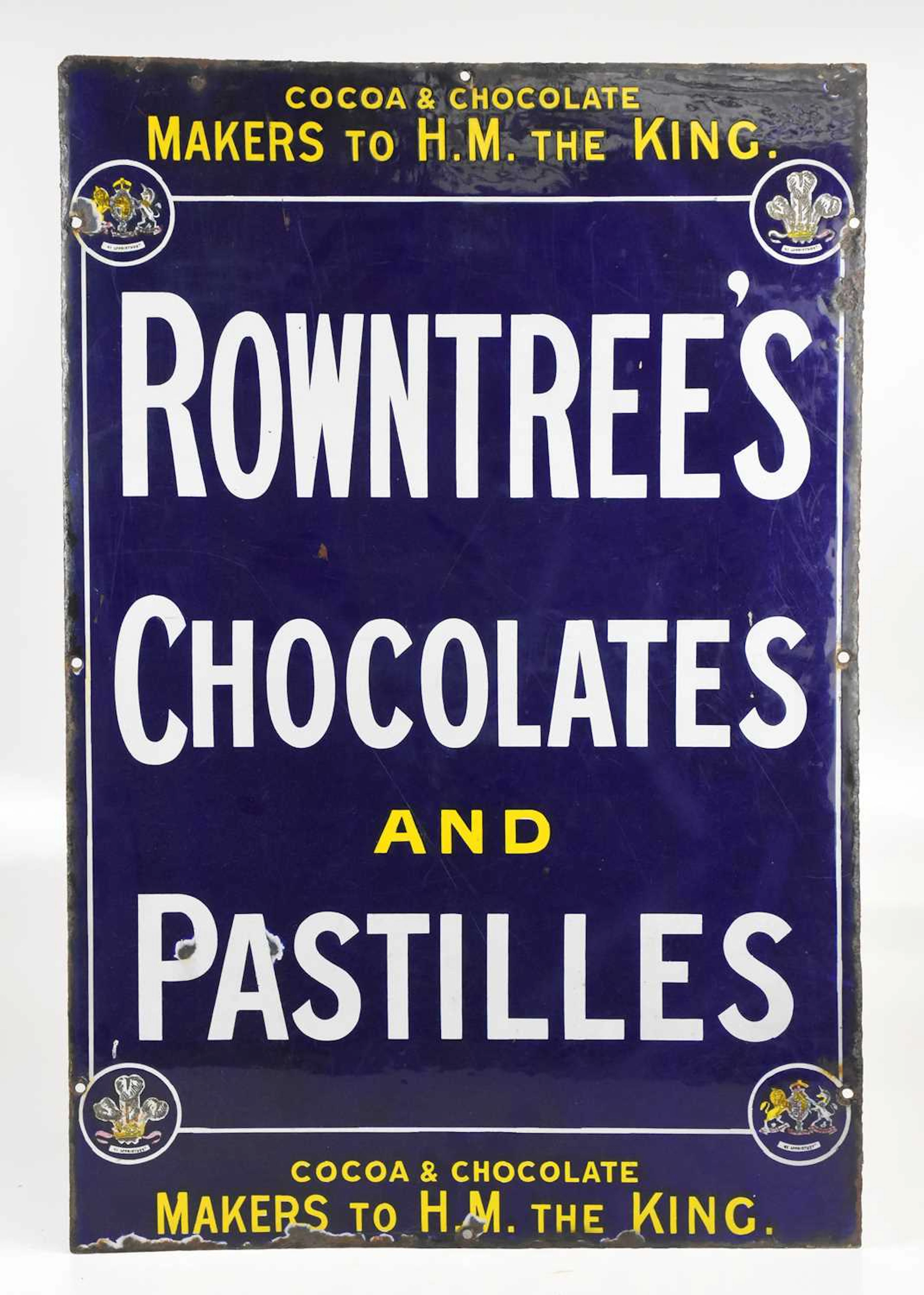 ROWNTREE'S CHOCOLATE'S AND PASTILLES; an original enamel advertising sign