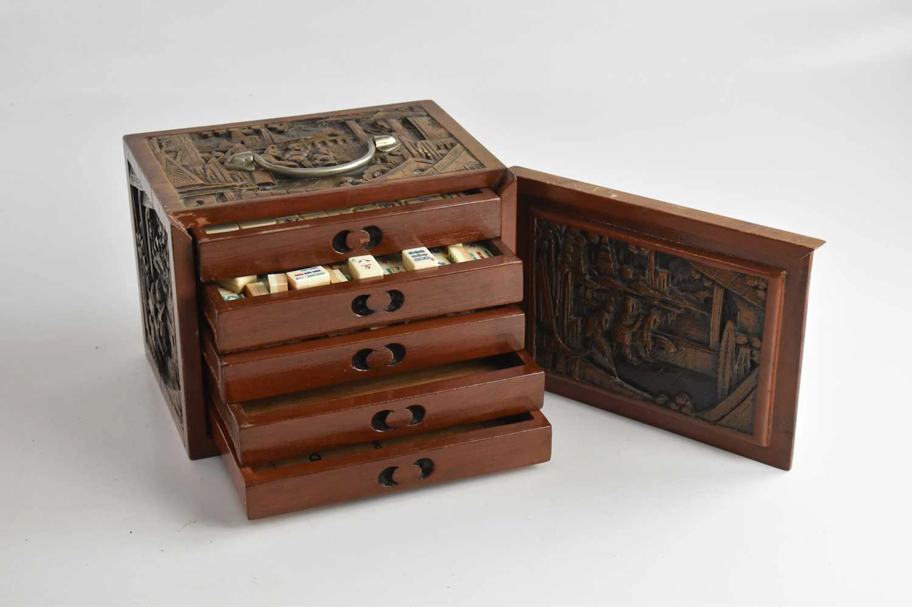 A mid 20th century camphor wood mahjong set