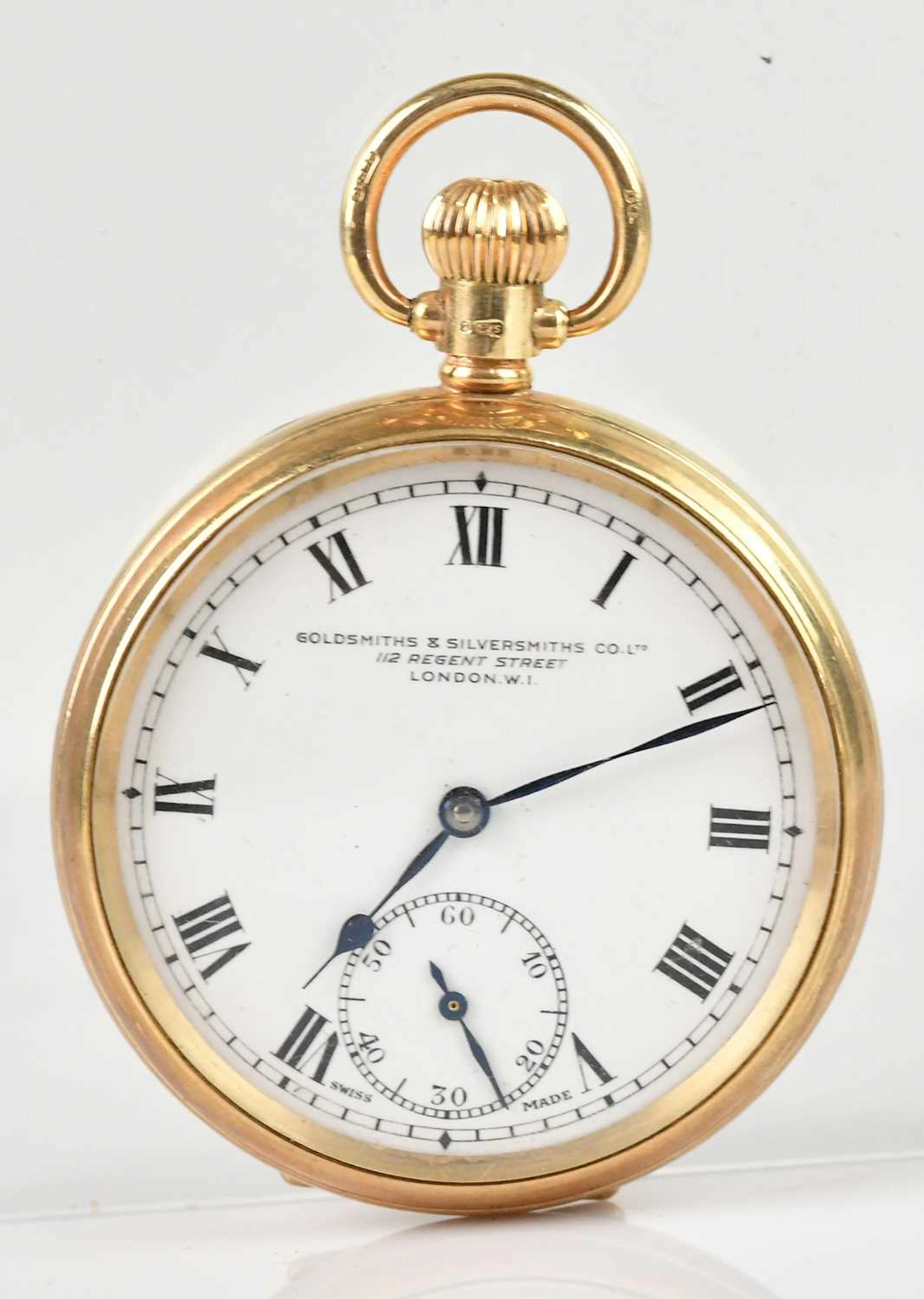 A 9ct yellow gold crown wind open faced pocket watch