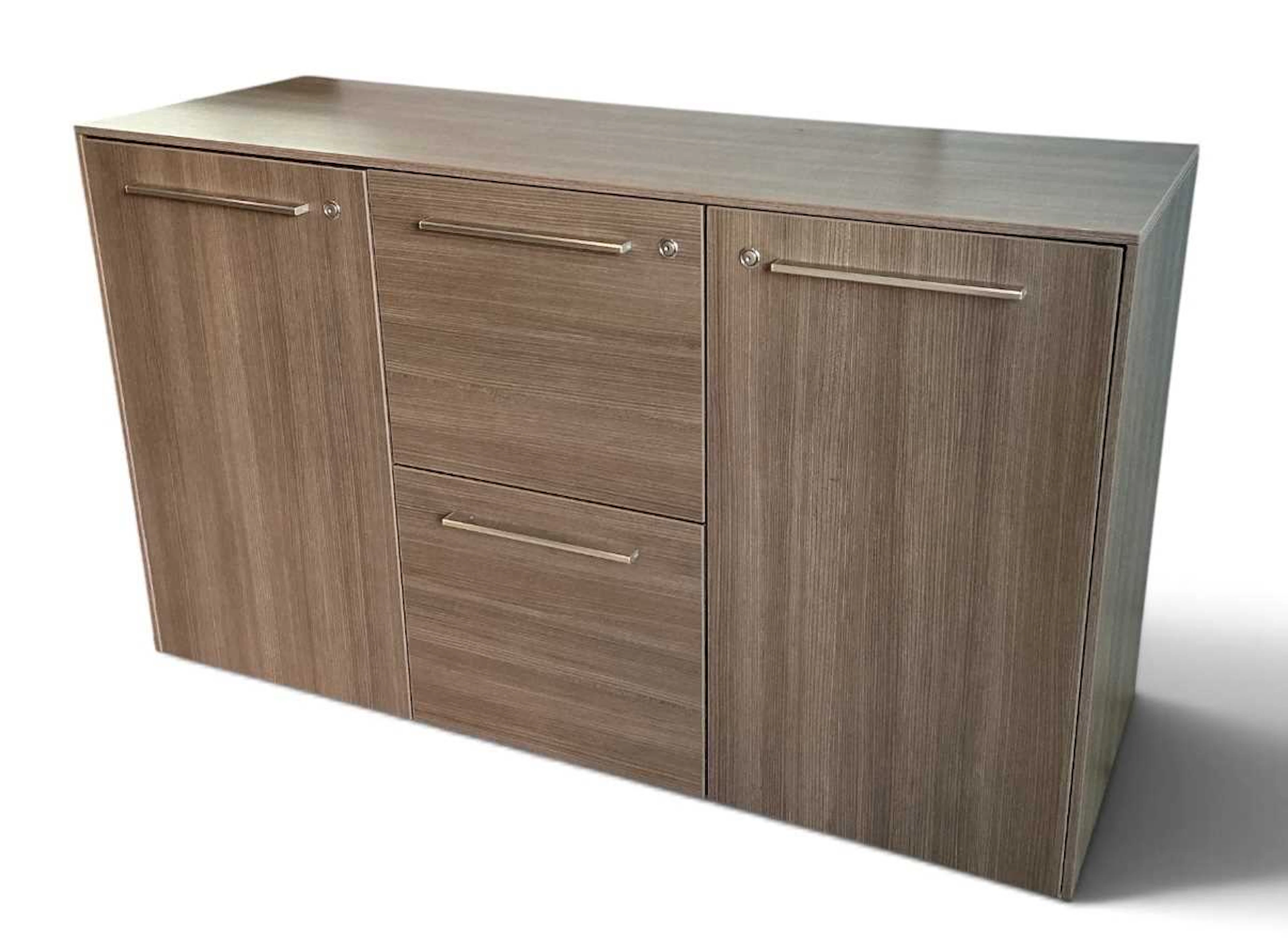A modern contemporary veneered office sideboard