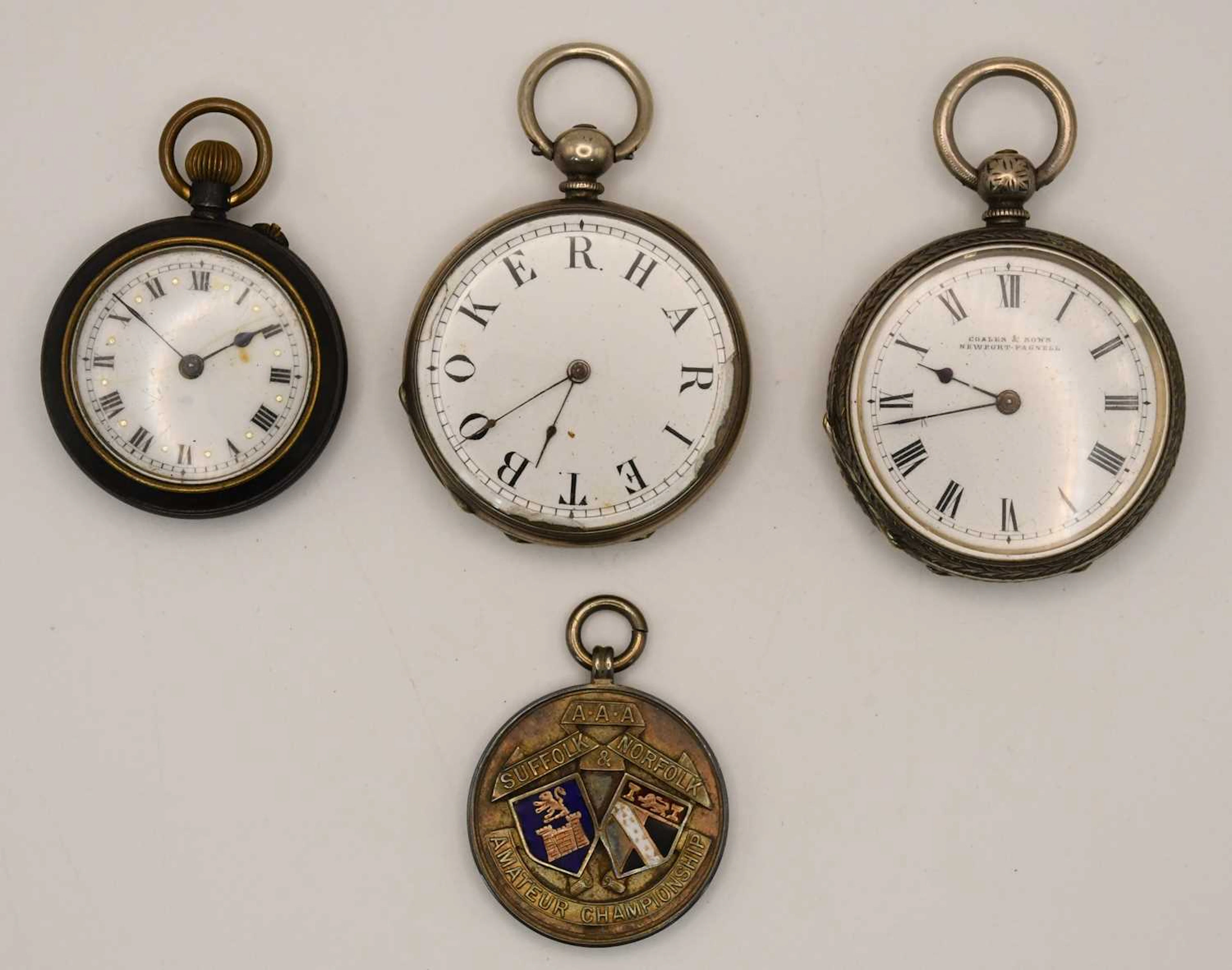 A late 19th/early 20th century fine silver cased key wind open face fob watch