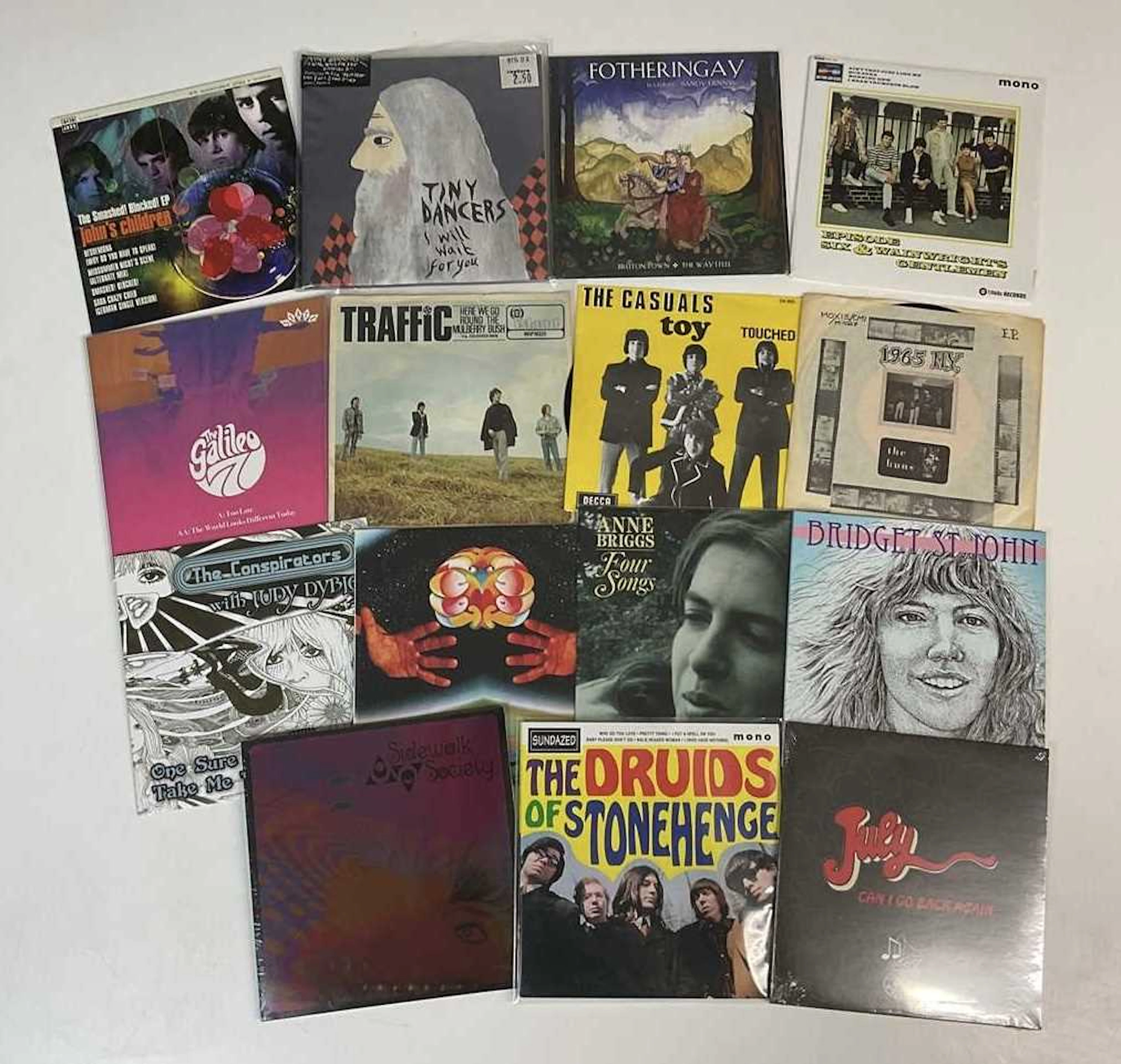 A group of fifteen reissue EPs including Anne Briggs 'Four Songs'