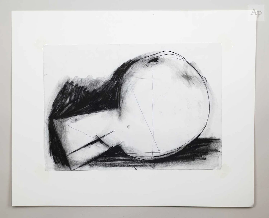 GORDON BALDWIN (1932-2025); a charcoal on paper study of a vessel
