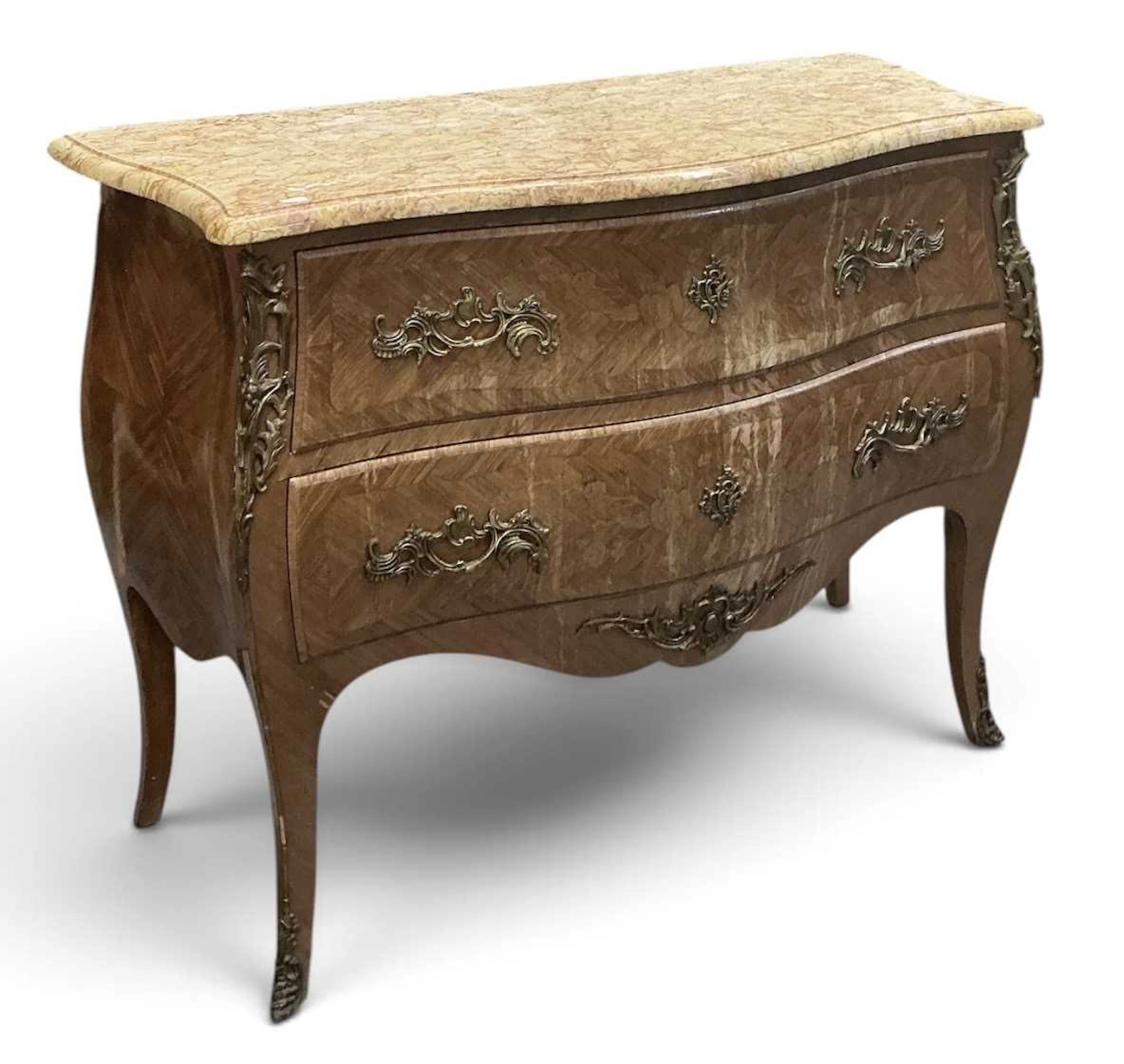 A 19th century French Empire style kingwood and marquetry...