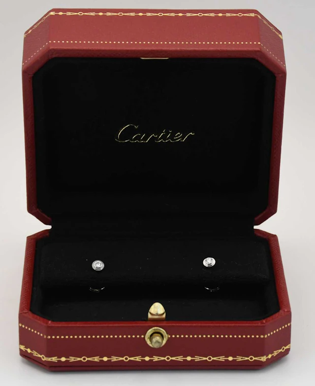 CARTIER; a pair of 18ct white gold diamond set ear studs