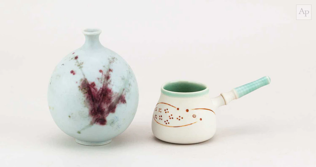 GEOFFREY SWINDELL (born 1945); a miniature porcelain pot...
