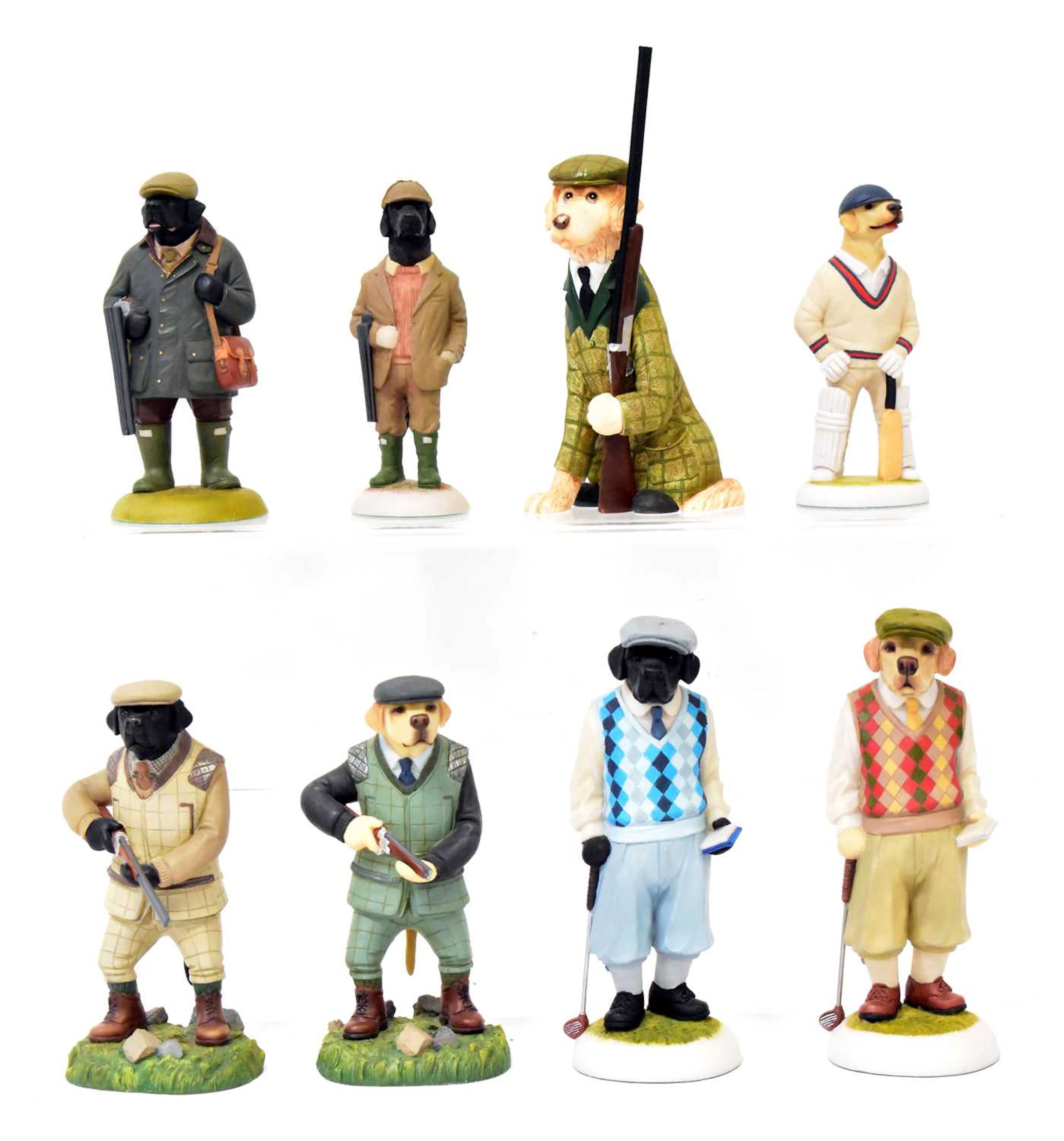 ROBERT HARROP; seven resin figures of dogs