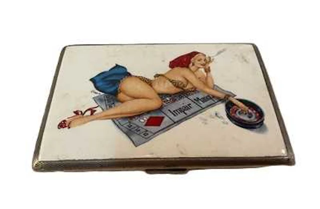 D P MARTIN; a George VI hallmarked silver and enamel cigarette case
