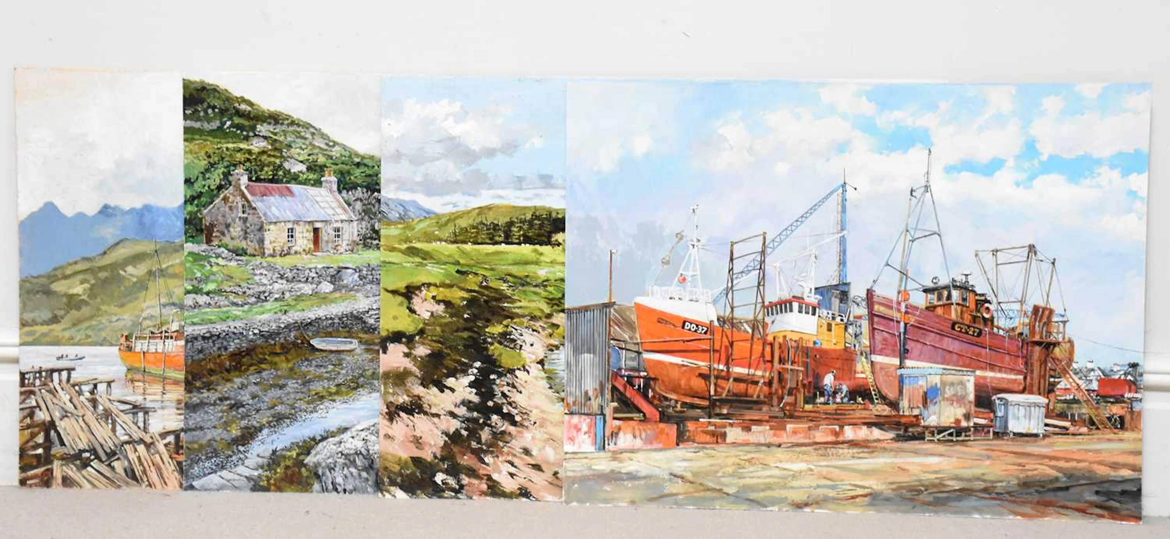 EDGAR HODGES (1928-2025); four oils on board including a...