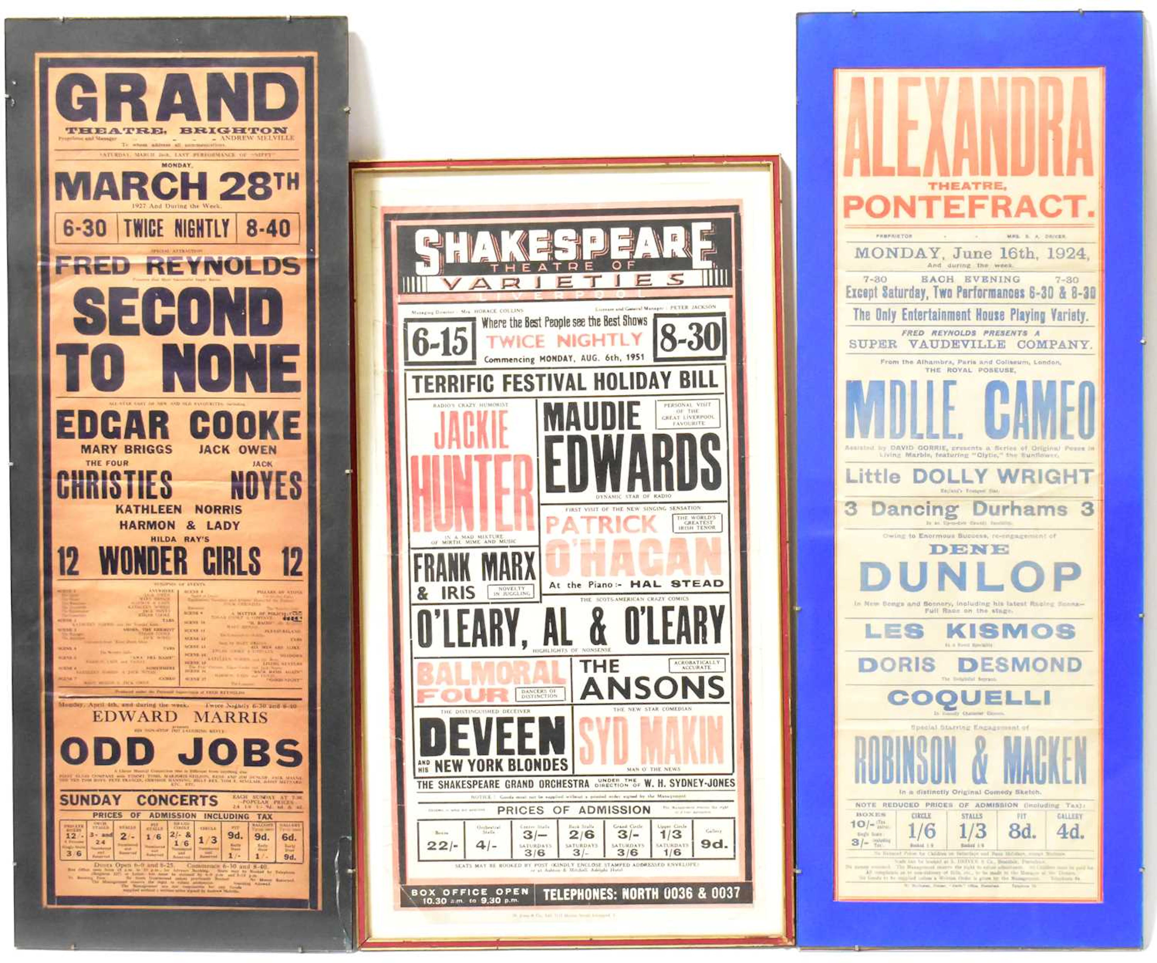 Three mid-20th century theatre posters comprising...