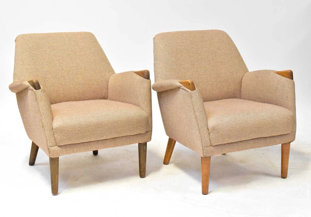 A pair of mid-20th century Danish teak ‘Mama Bear’ style armchairs