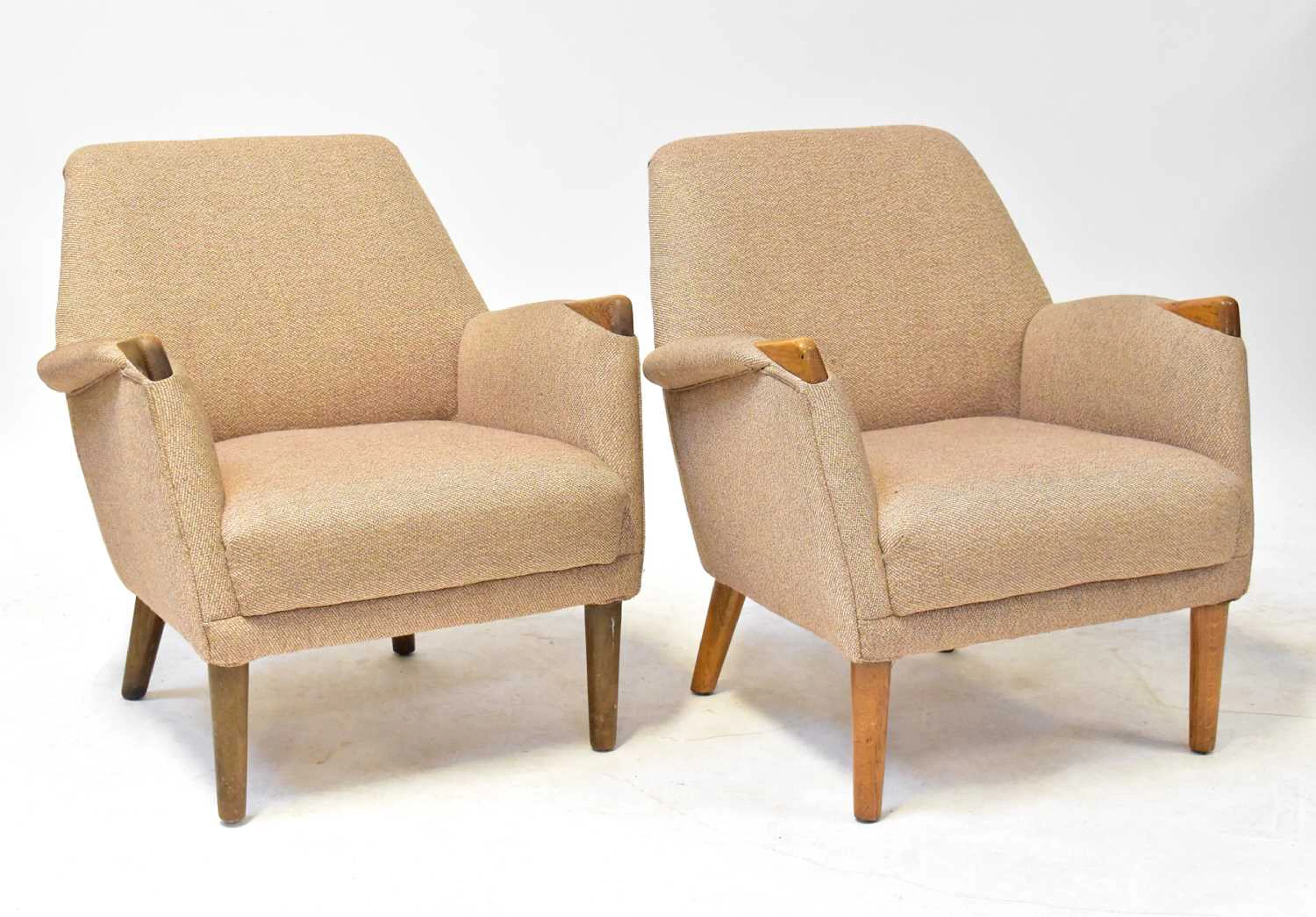 A pair of mid-20th century Danish teak ‘Mama Bear’ style armchairs