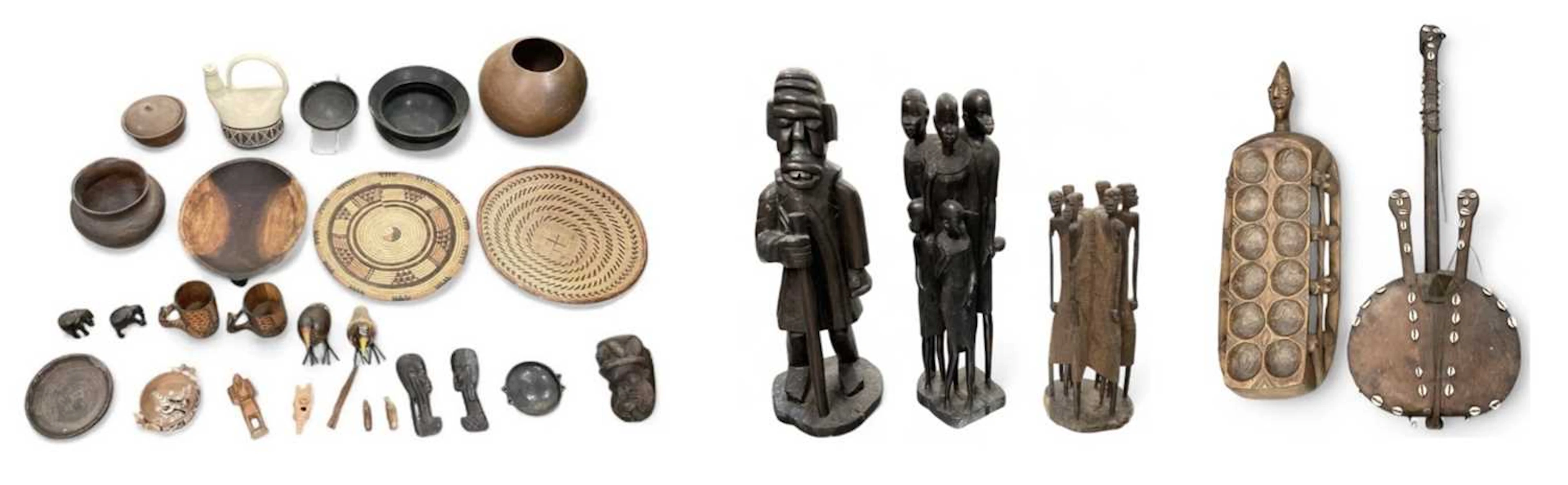 A West African animal skin and shell beaded figural kora