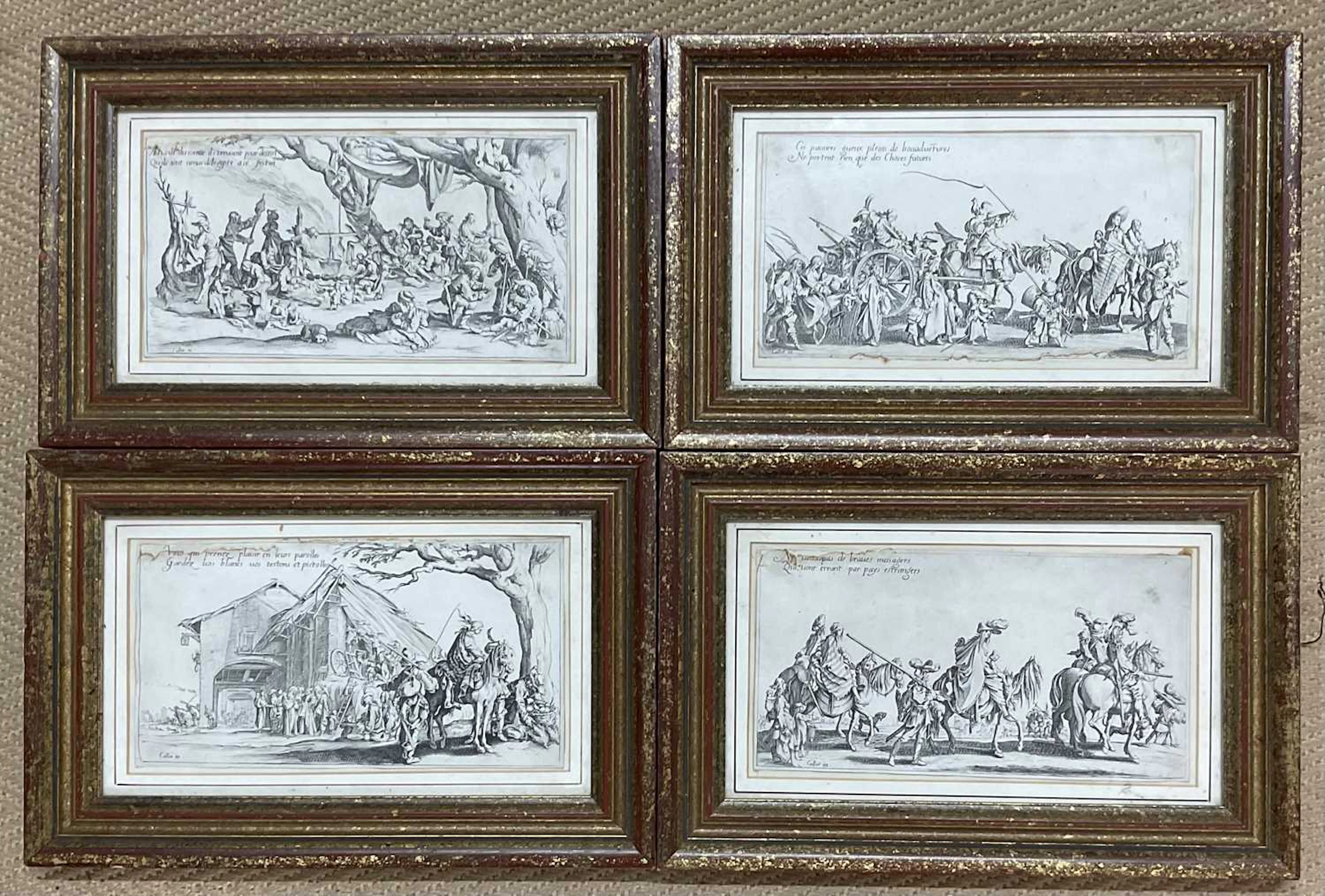 JACQUES CALLOT; a set of four 19th century etchings