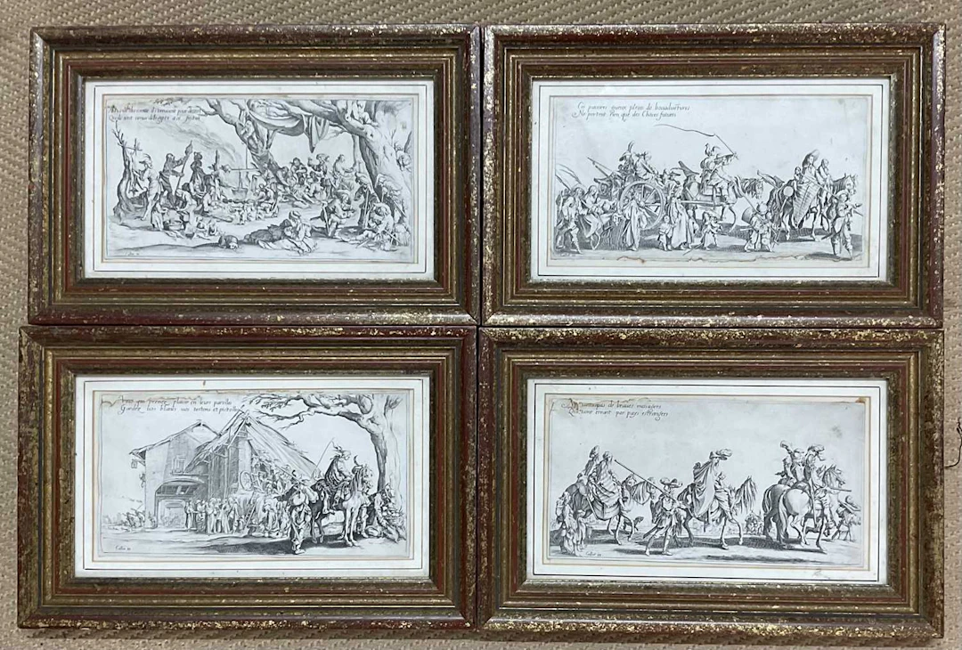 JACQUES CALLOT; a set of four 19th century etchings