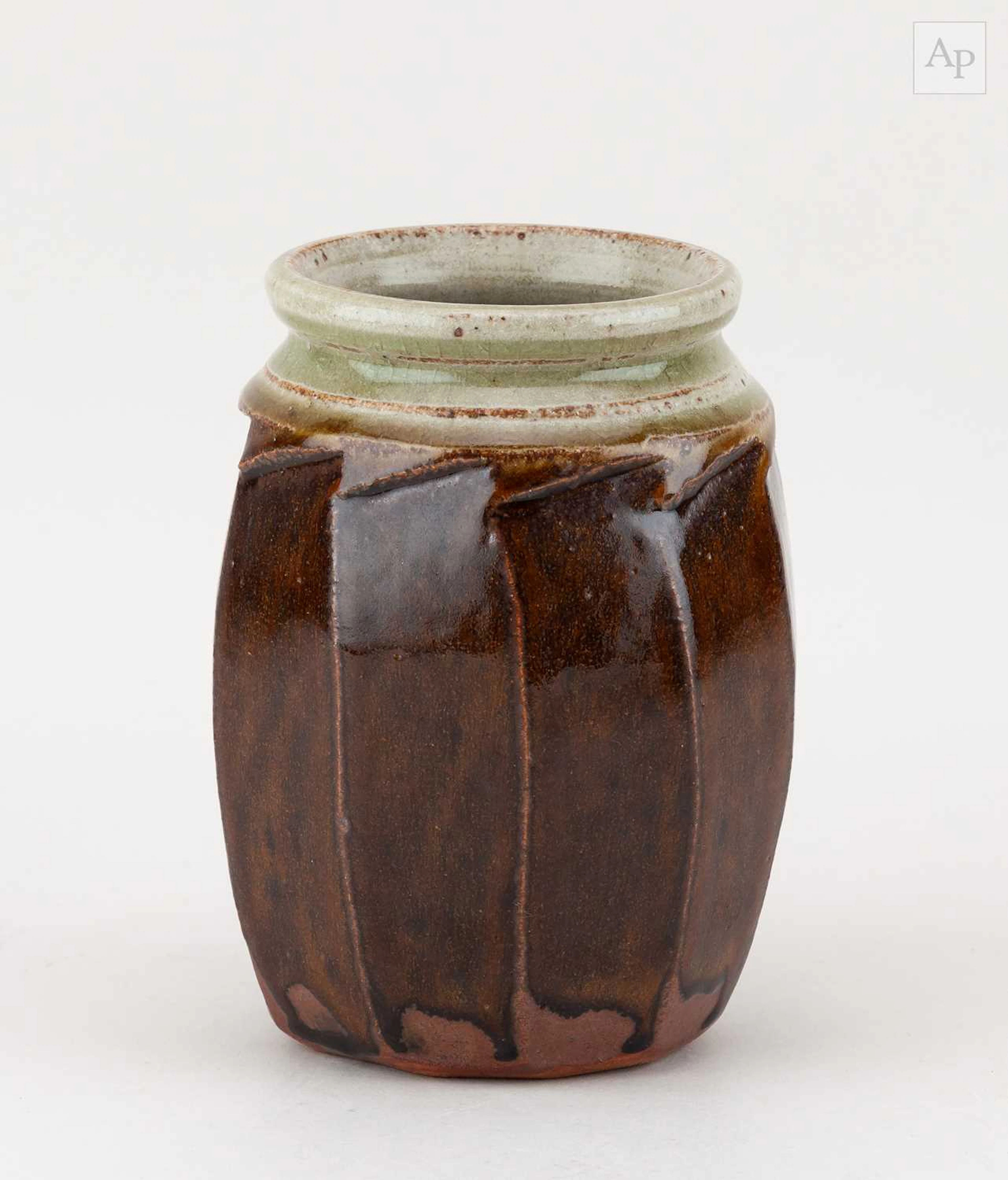 RICHARD BATTERHAM (1936-2021); a cut sided stoneware lily...