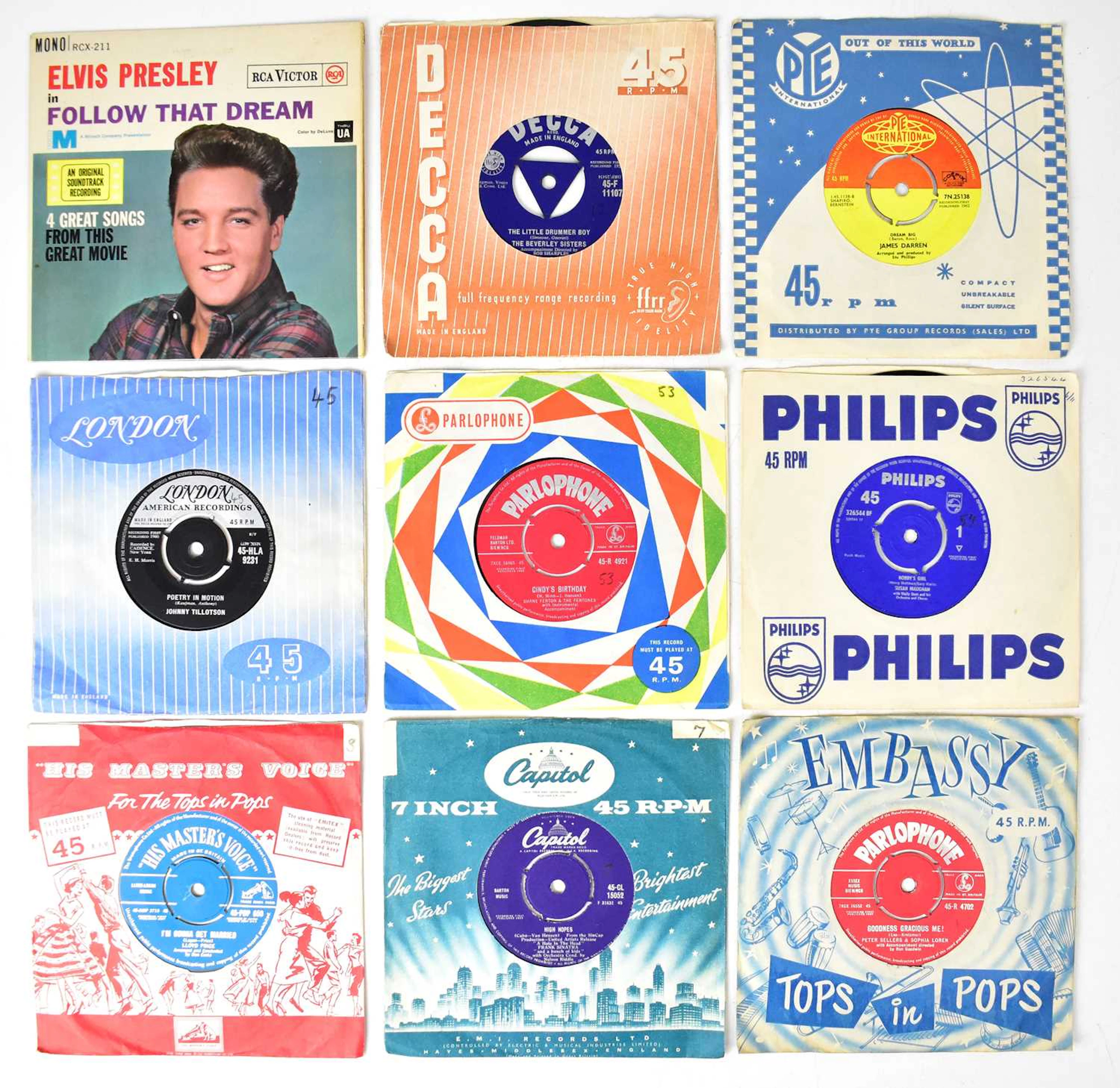 A quantity of vinyl singles to include 'Big Bad John' by Jimmy Dean