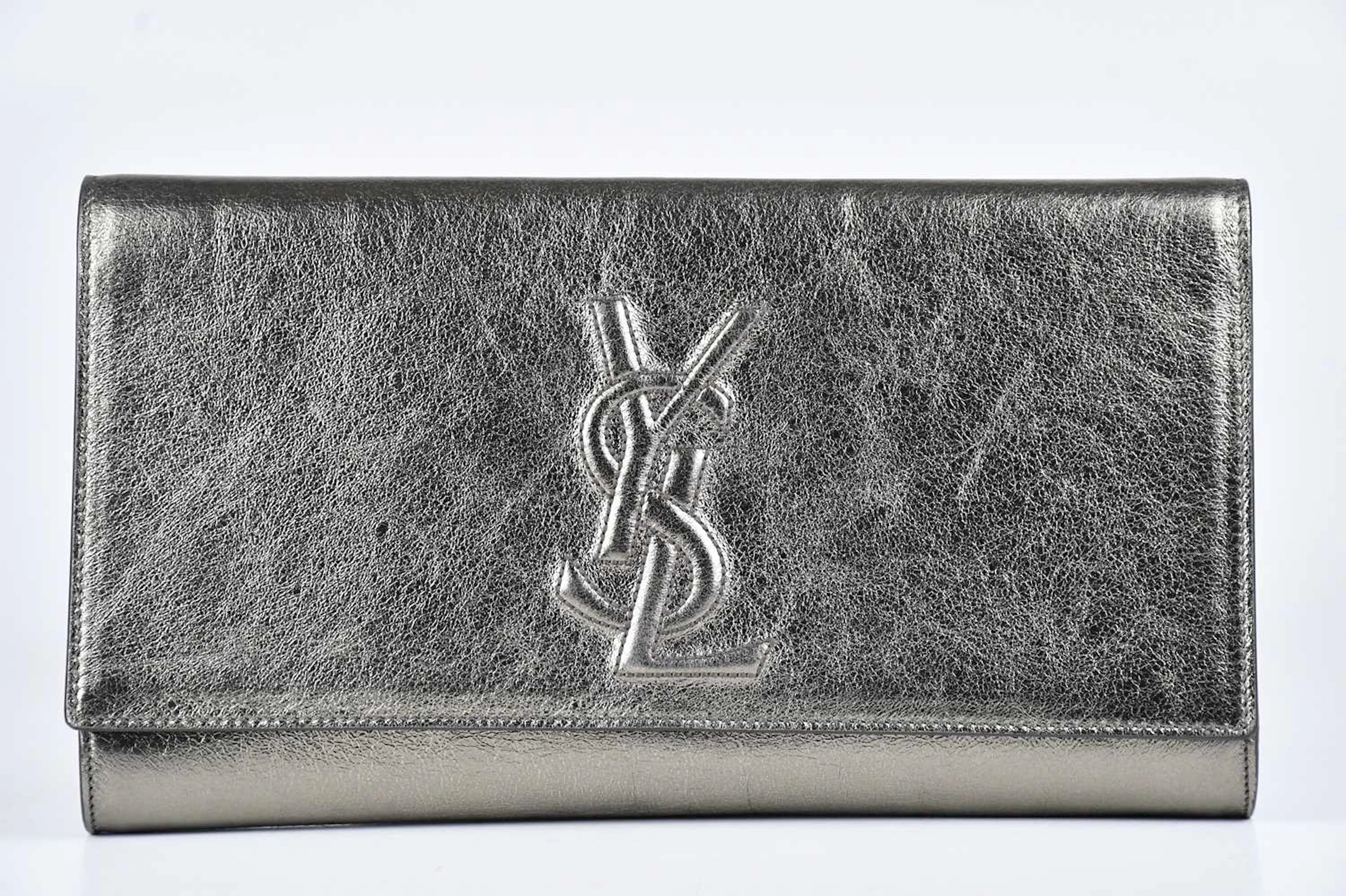 YVES SAINT LAURENT; a textured bronze gold leather Belle de Jour clutch bag